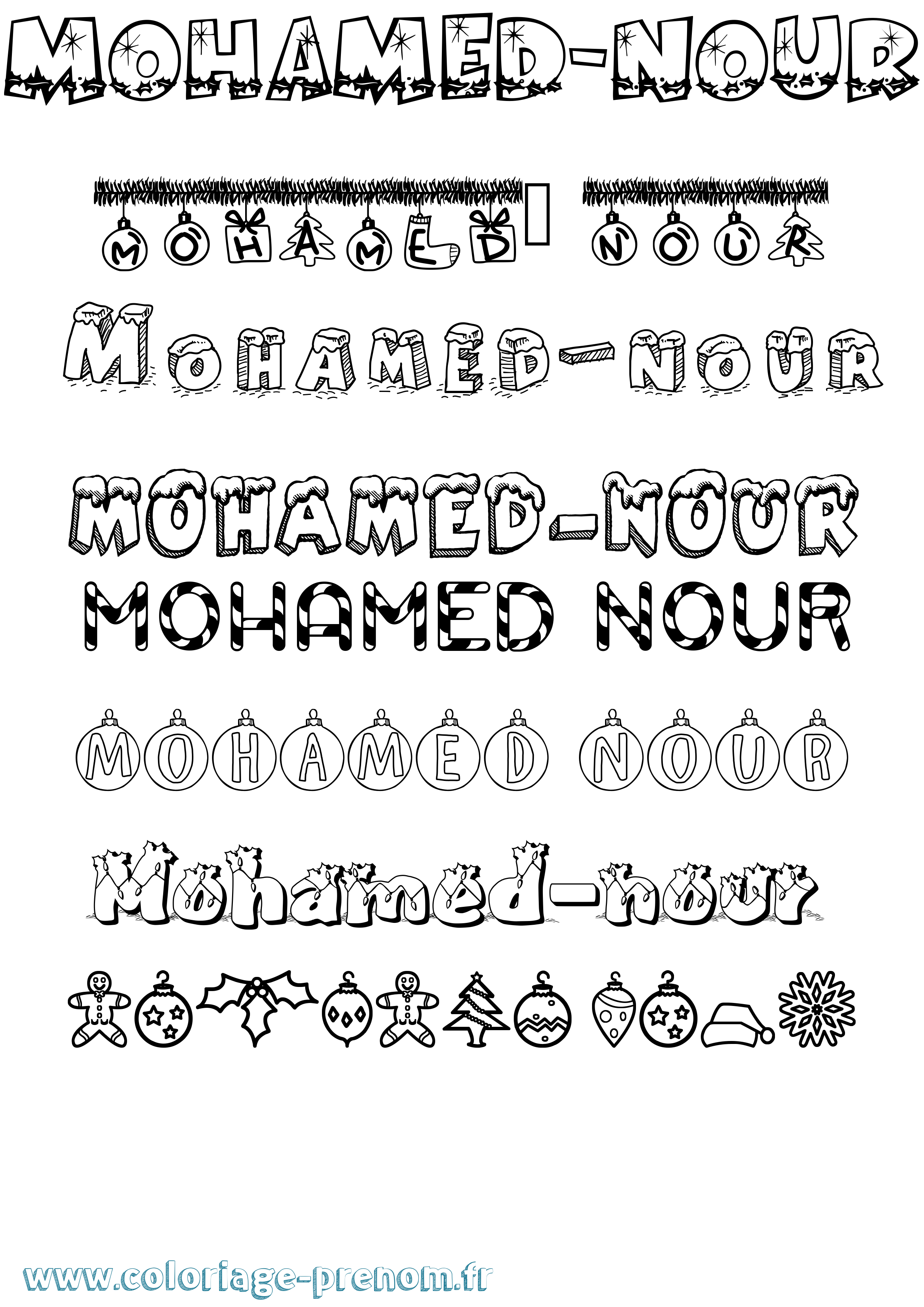 Coloriage Mohamed-Nour Noël Coloriage prénom Mohamed-Nour Noël