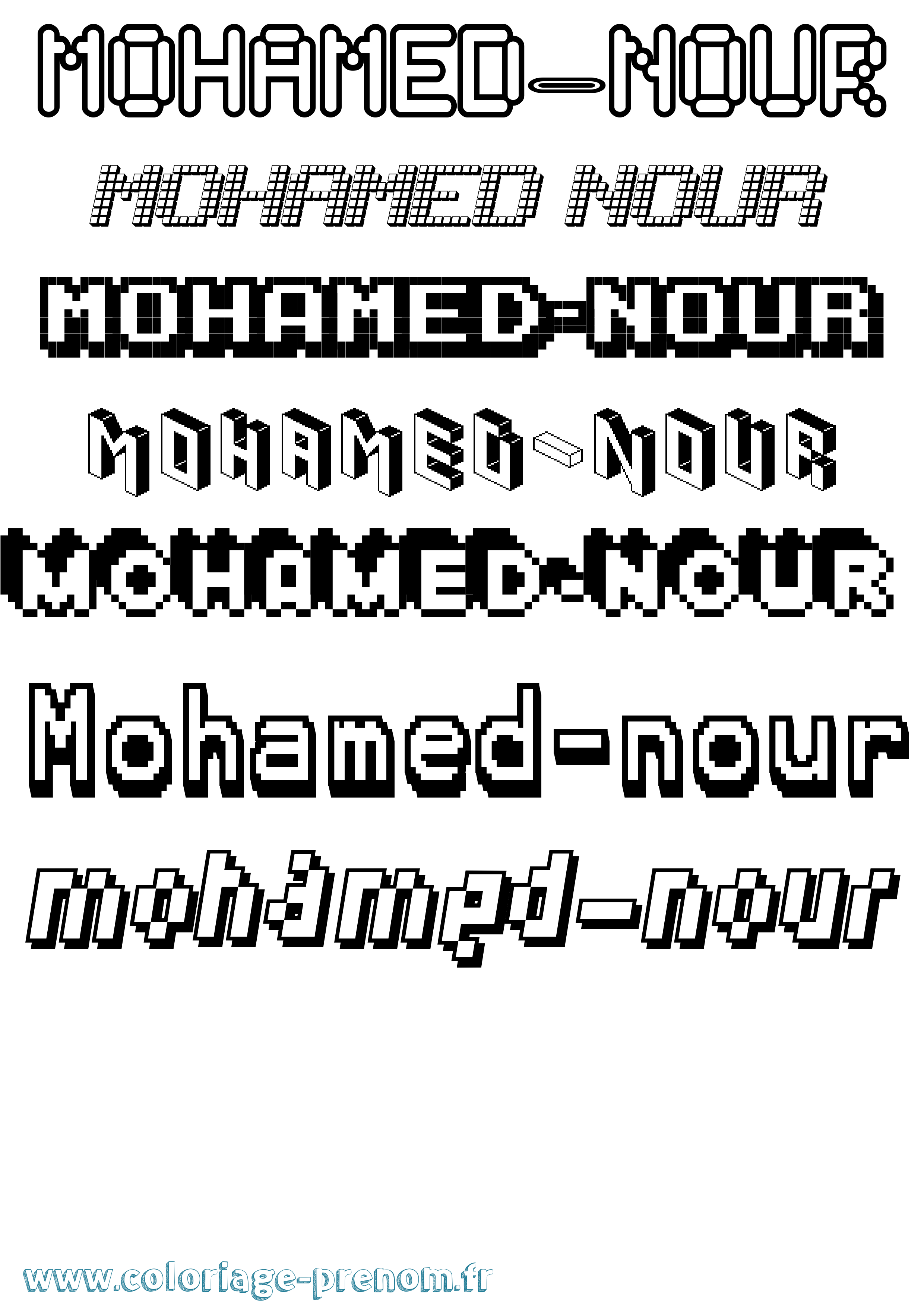 Coloriage Mohamed-Nour Pixel Coloriage prénom Mohamed-Nour Pixel