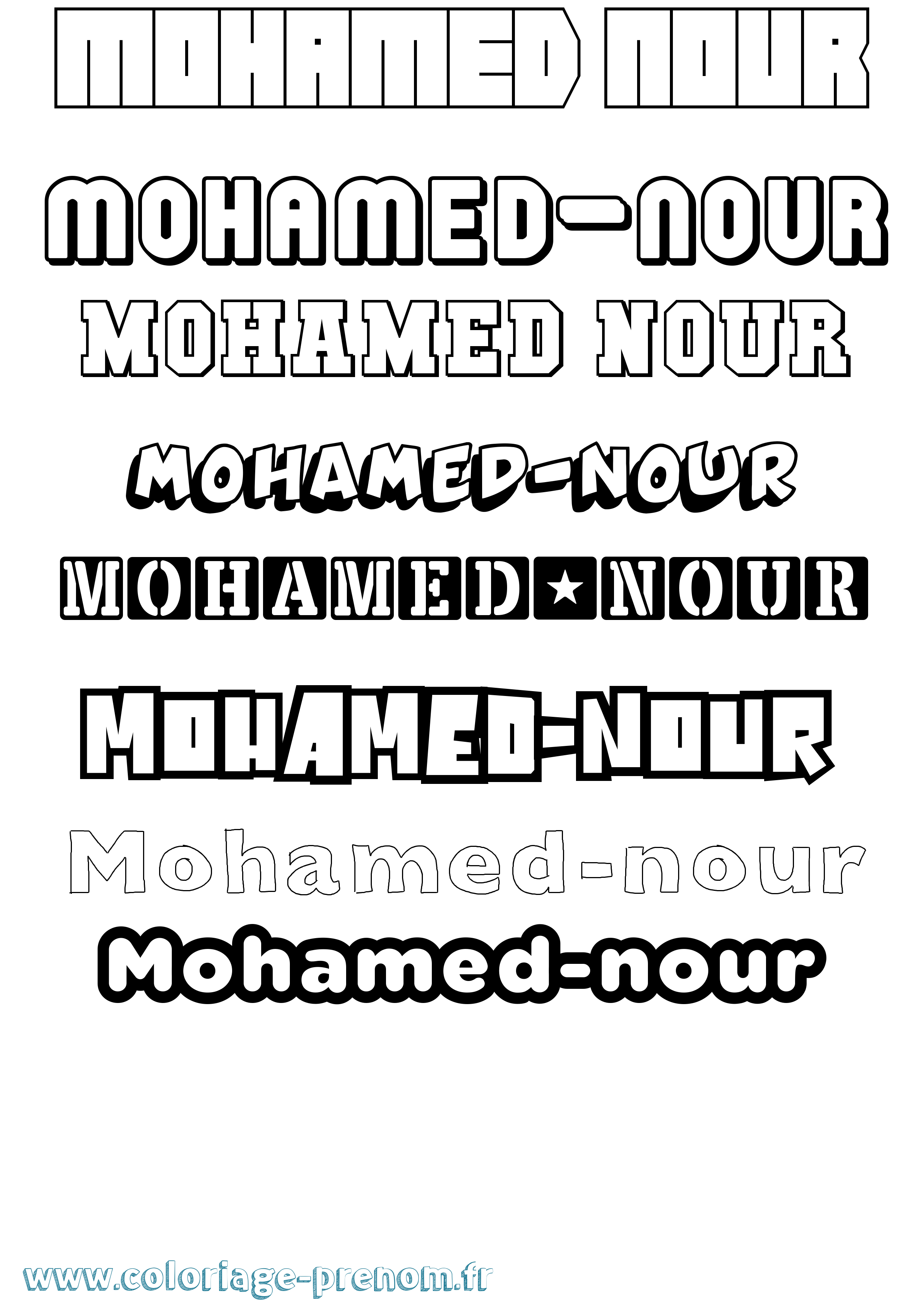 Coloriage Mohamed-Nour Simple Coloriage prénom Mohamed-Nour Simple