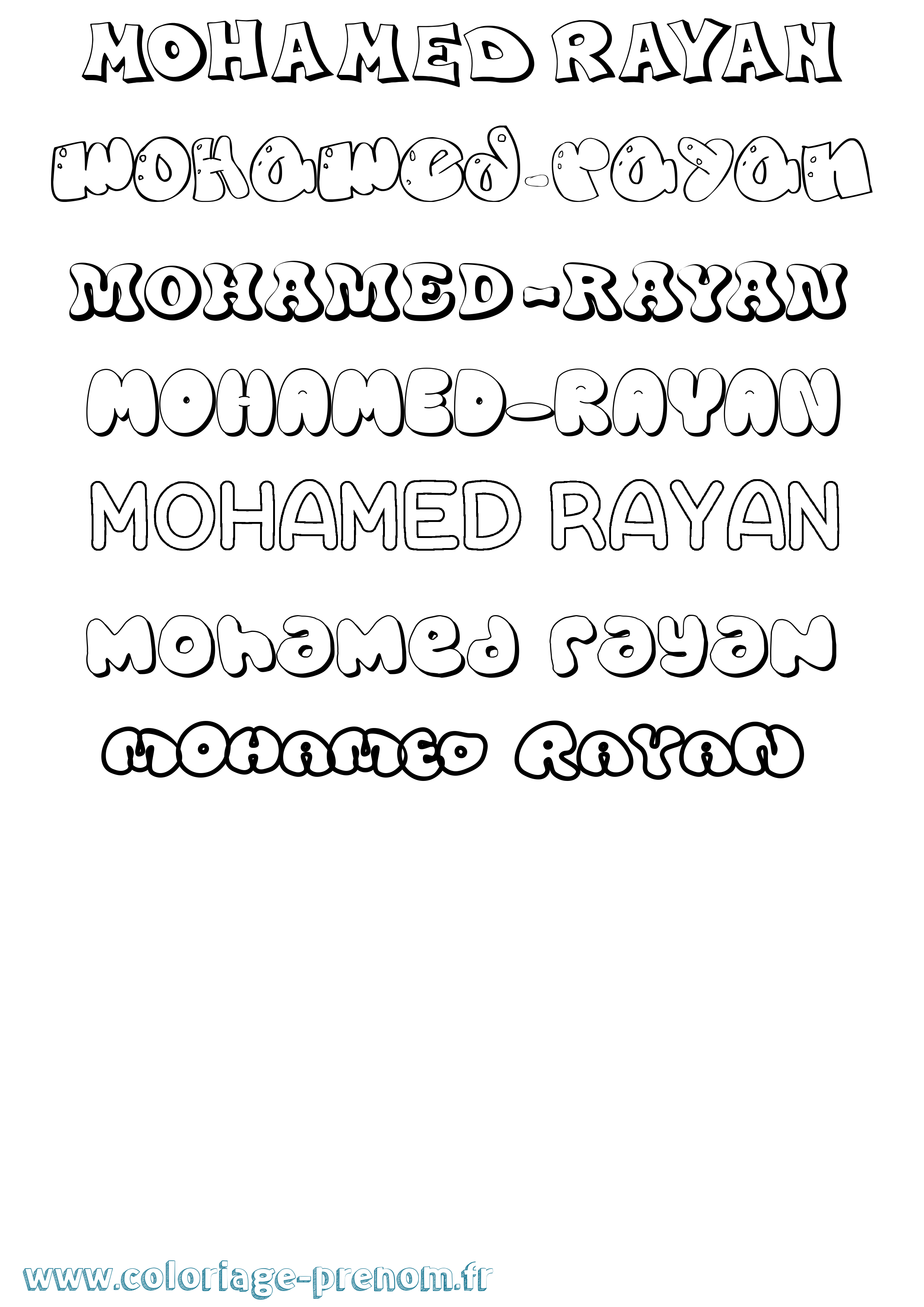 Coloriage Mohamed-Rayan Bubble Coloriage prénom Mohamed-Rayan Bubble