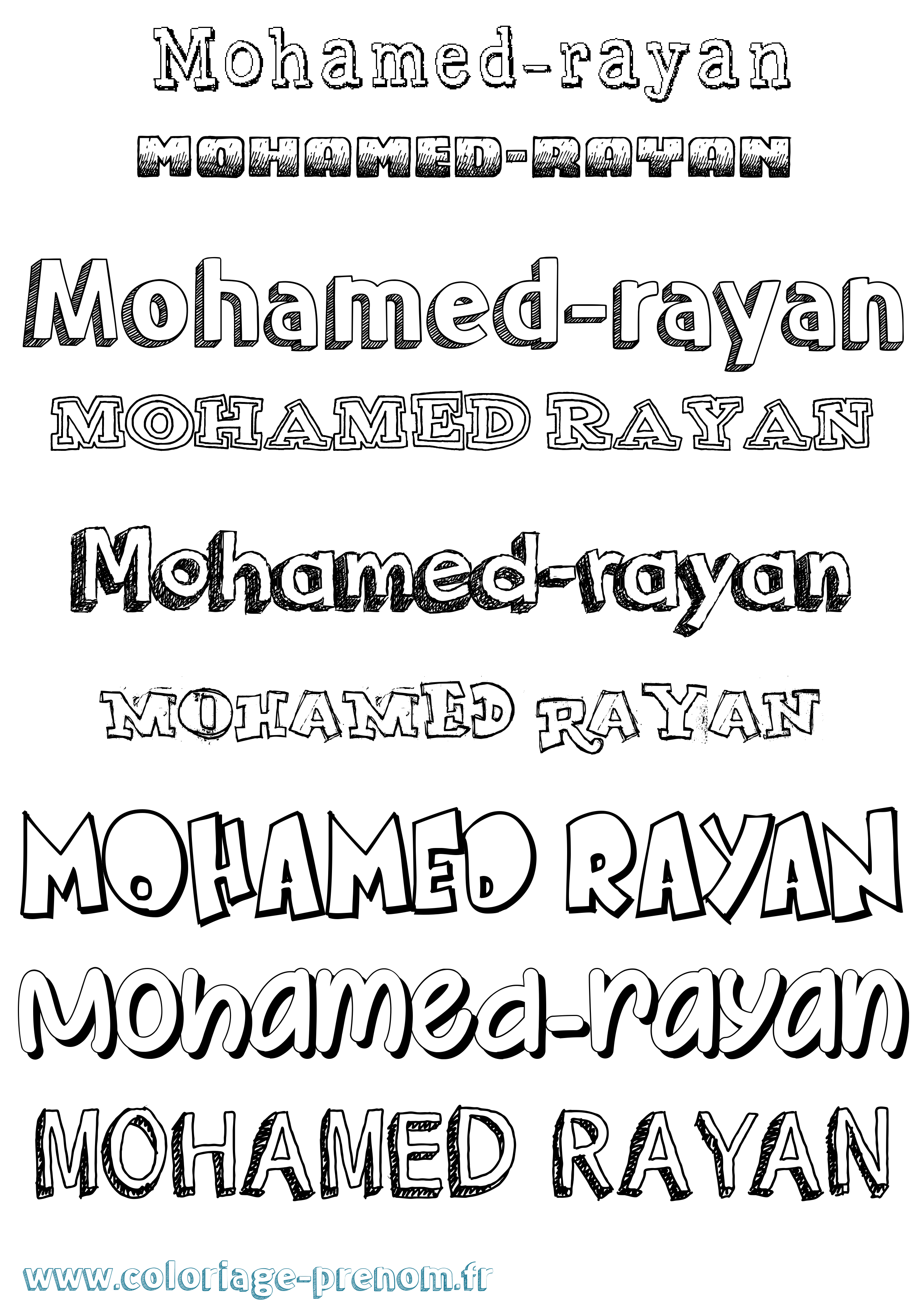 Coloriage Mohamed-Rayan Dessiné Coloriage prénom Mohamed-Rayan Dessiné
