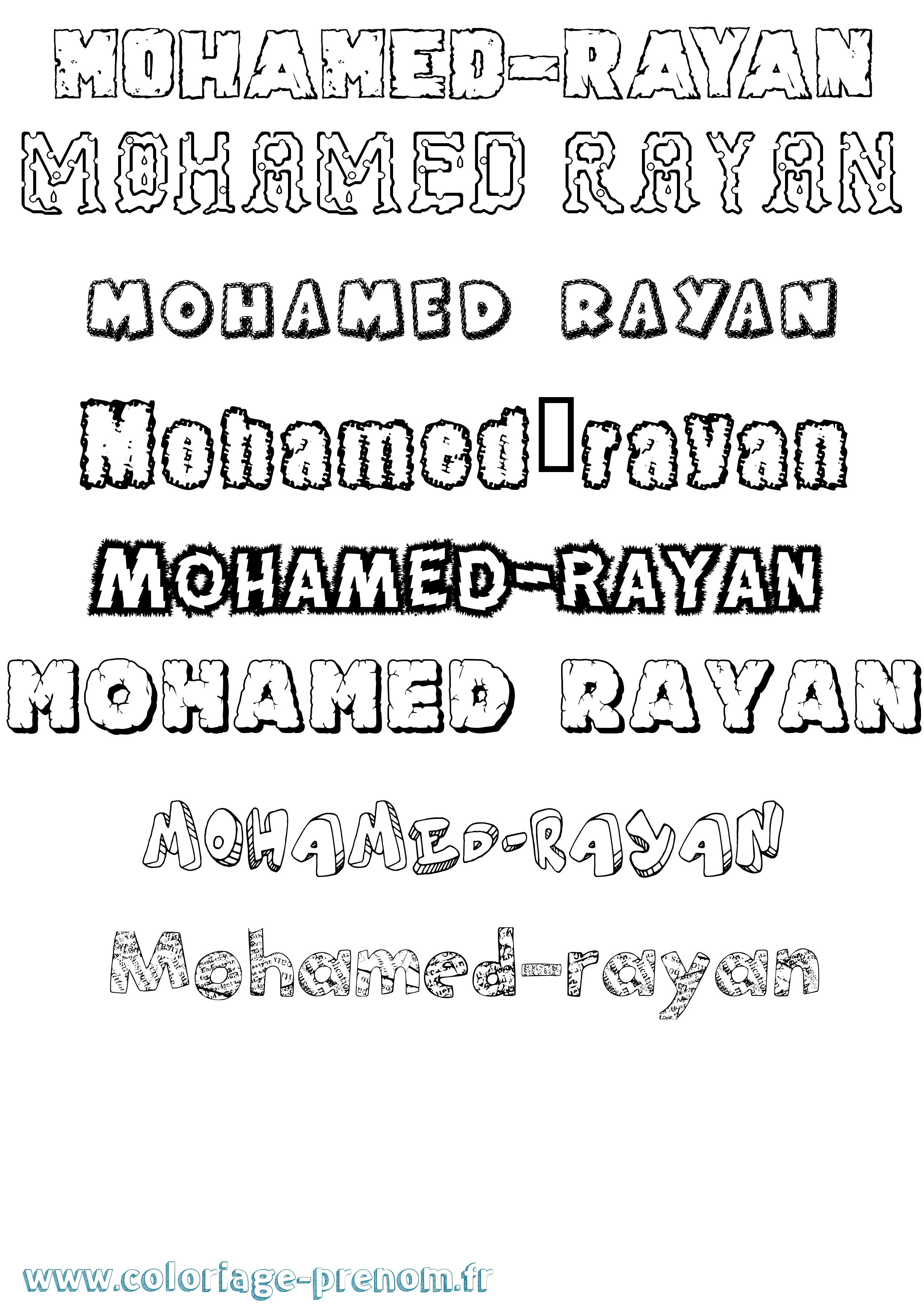Coloriage Mohamed-Rayan Destructuré Coloriage prénom Mohamed-Rayan Destructuré