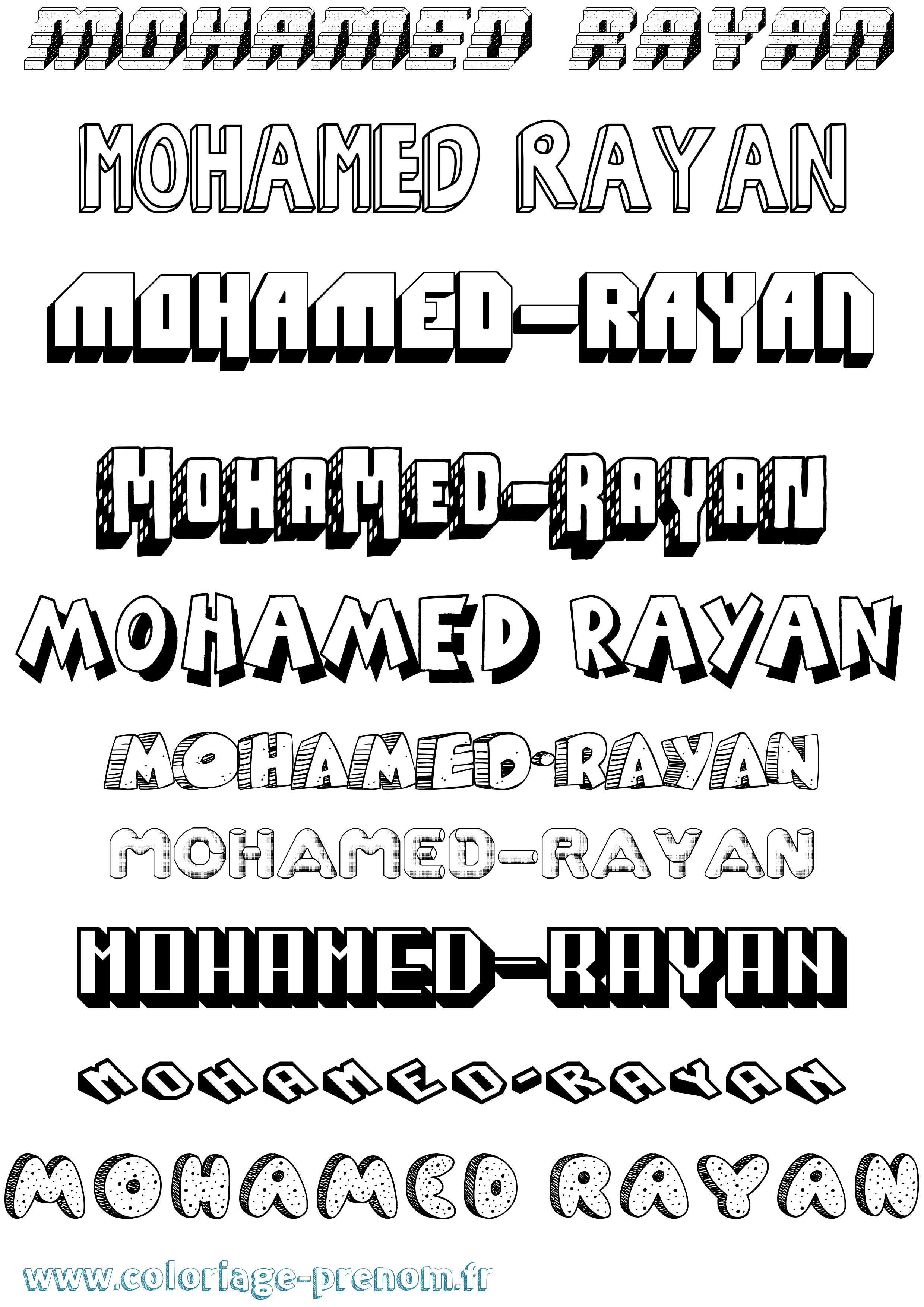 Coloriage Mohamed-Rayan Effet 3D Coloriage prénom Mohamed-Rayan Effet 3D