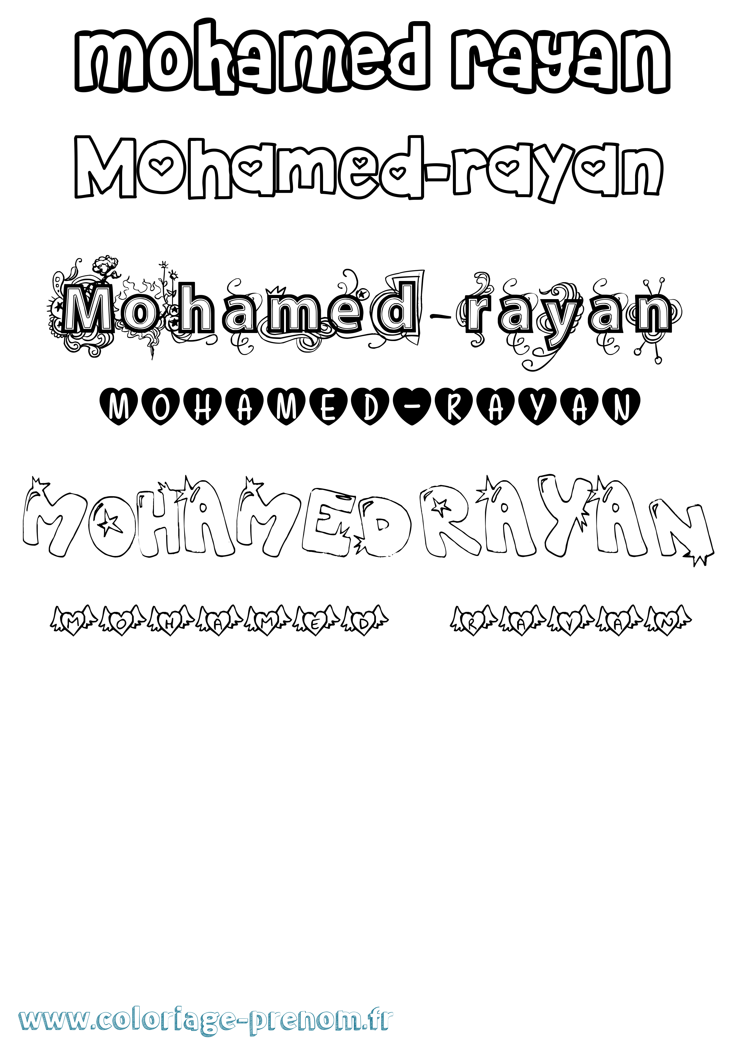 Coloriage Mohamed-Rayan Girly Coloriage prénom Mohamed-Rayan Girly
