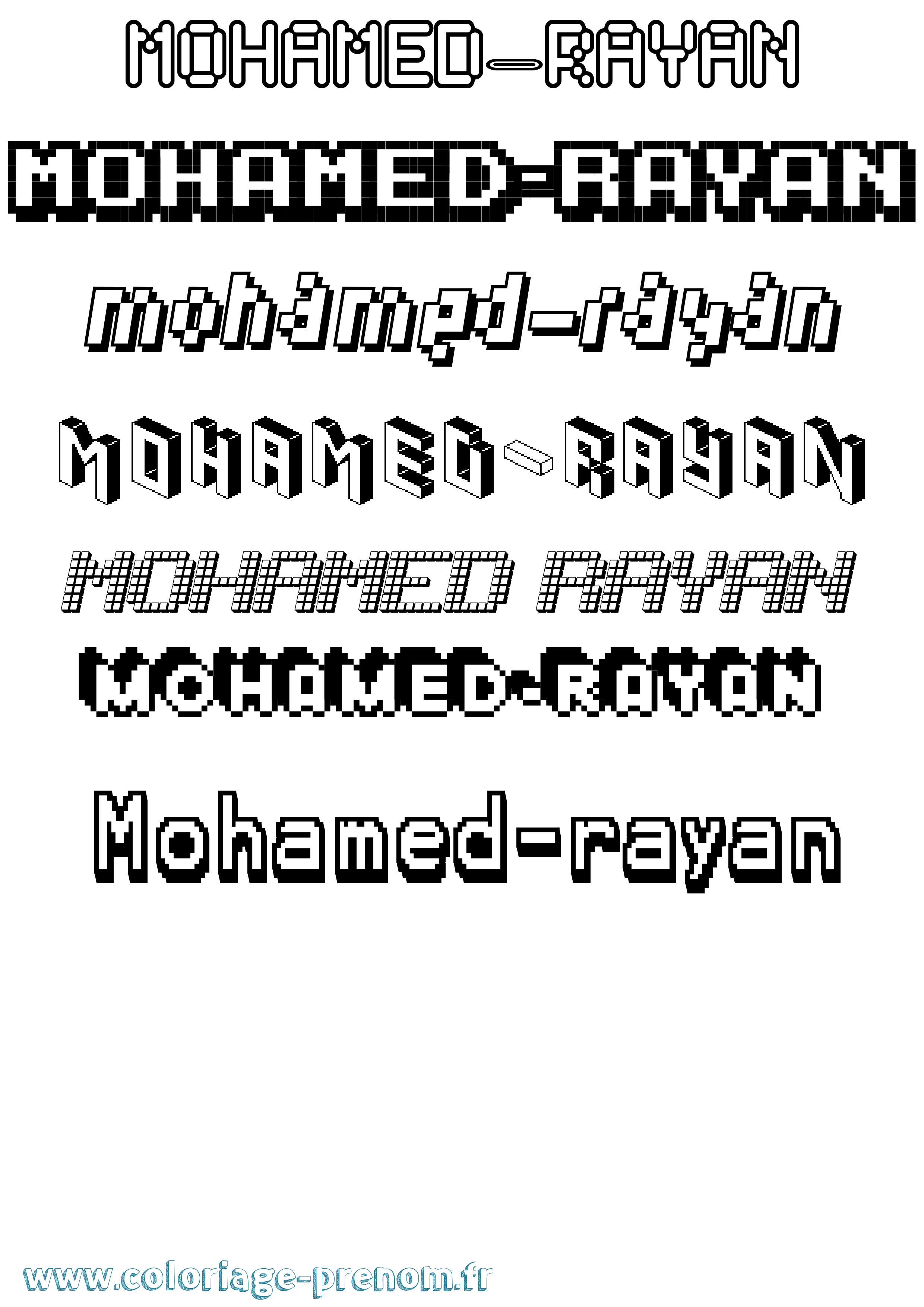 Coloriage Mohamed-Rayan Pixel Coloriage prénom Mohamed-Rayan Pixel