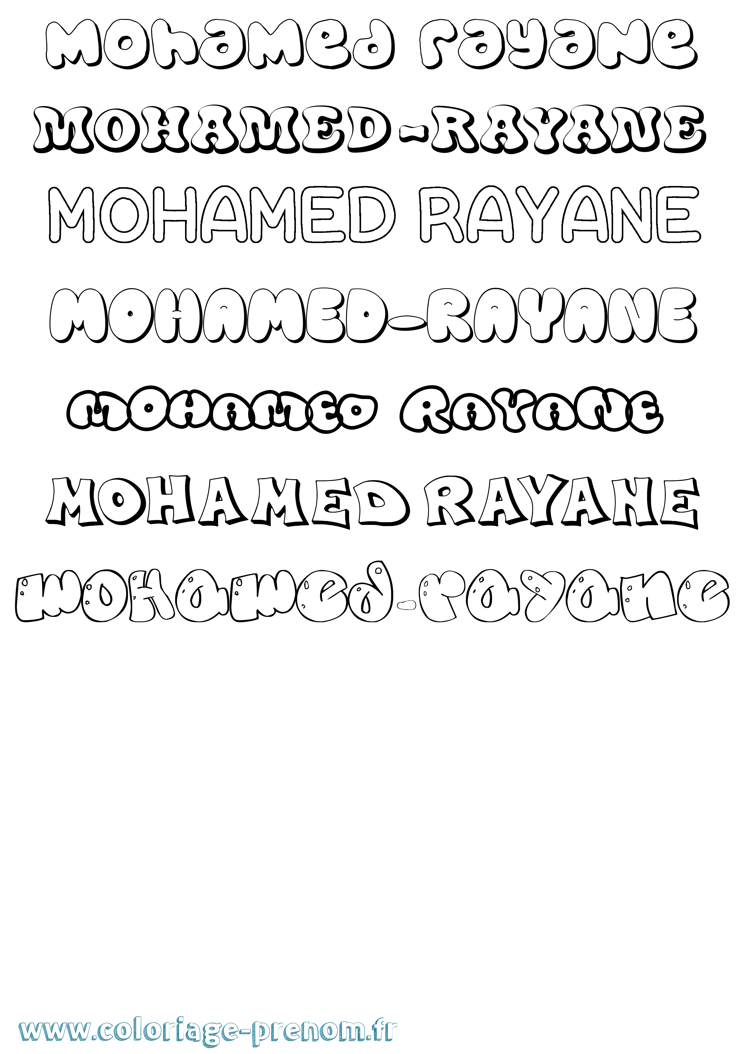Coloriage Mohamed-Rayane Bubble Coloriage prénom Mohamed-Rayane Bubble