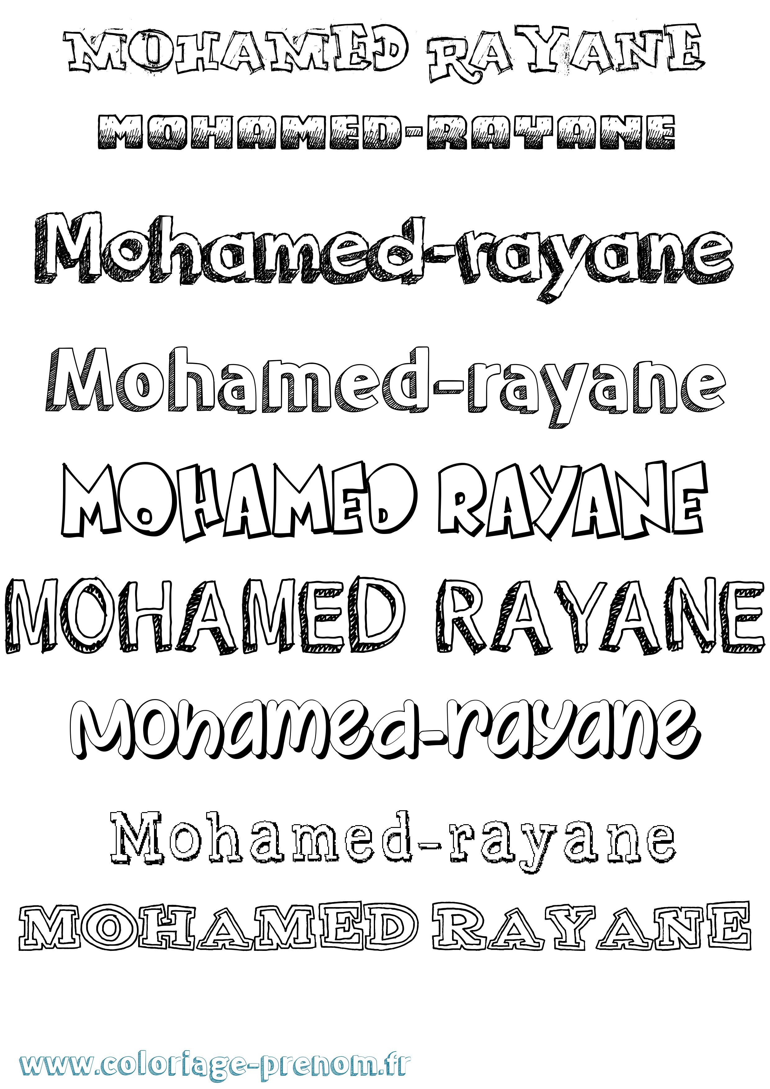 Coloriage Mohamed-Rayane Dessiné Coloriage prénom Mohamed-Rayane Dessiné