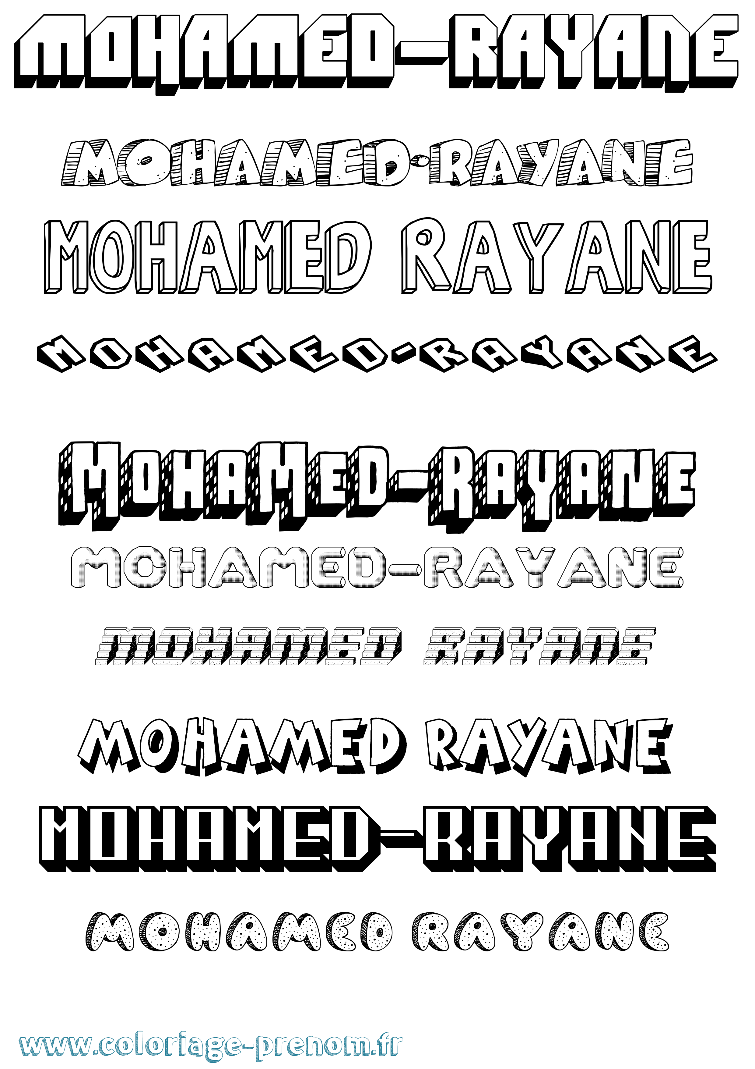 Coloriage Mohamed-Rayane Effet 3D Coloriage prénom Mohamed-Rayane Effet 3D