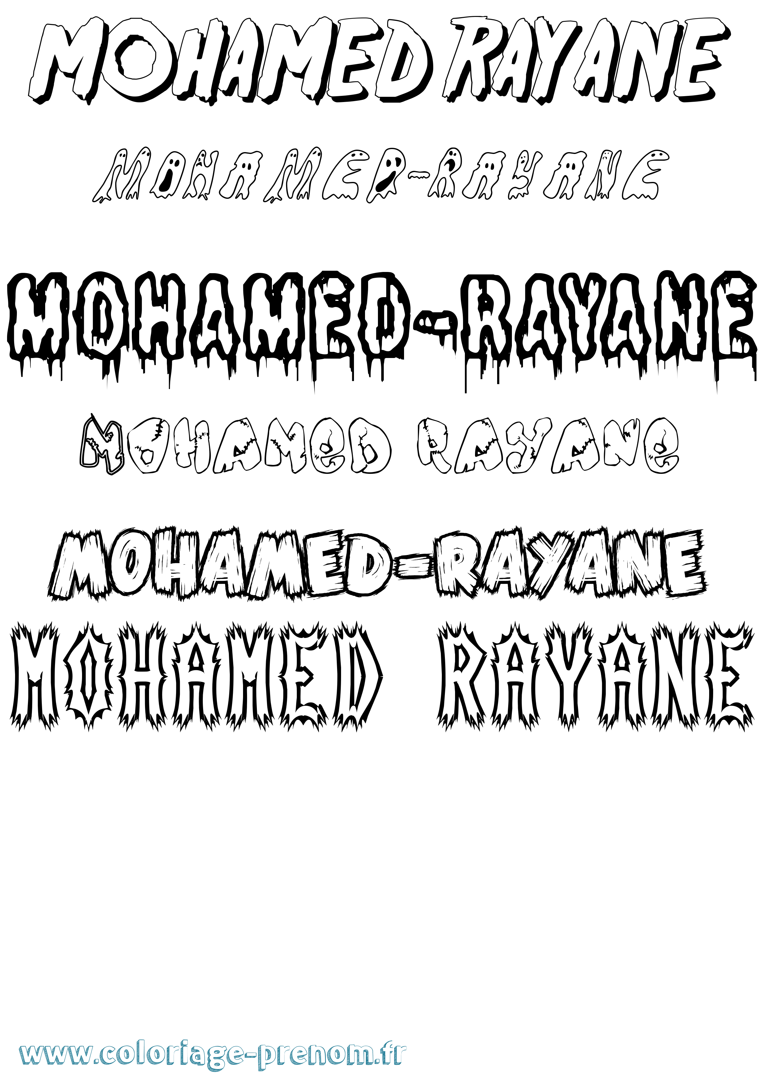 Coloriage Mohamed-Rayane Frisson Coloriage prénom Mohamed-Rayane Frisson