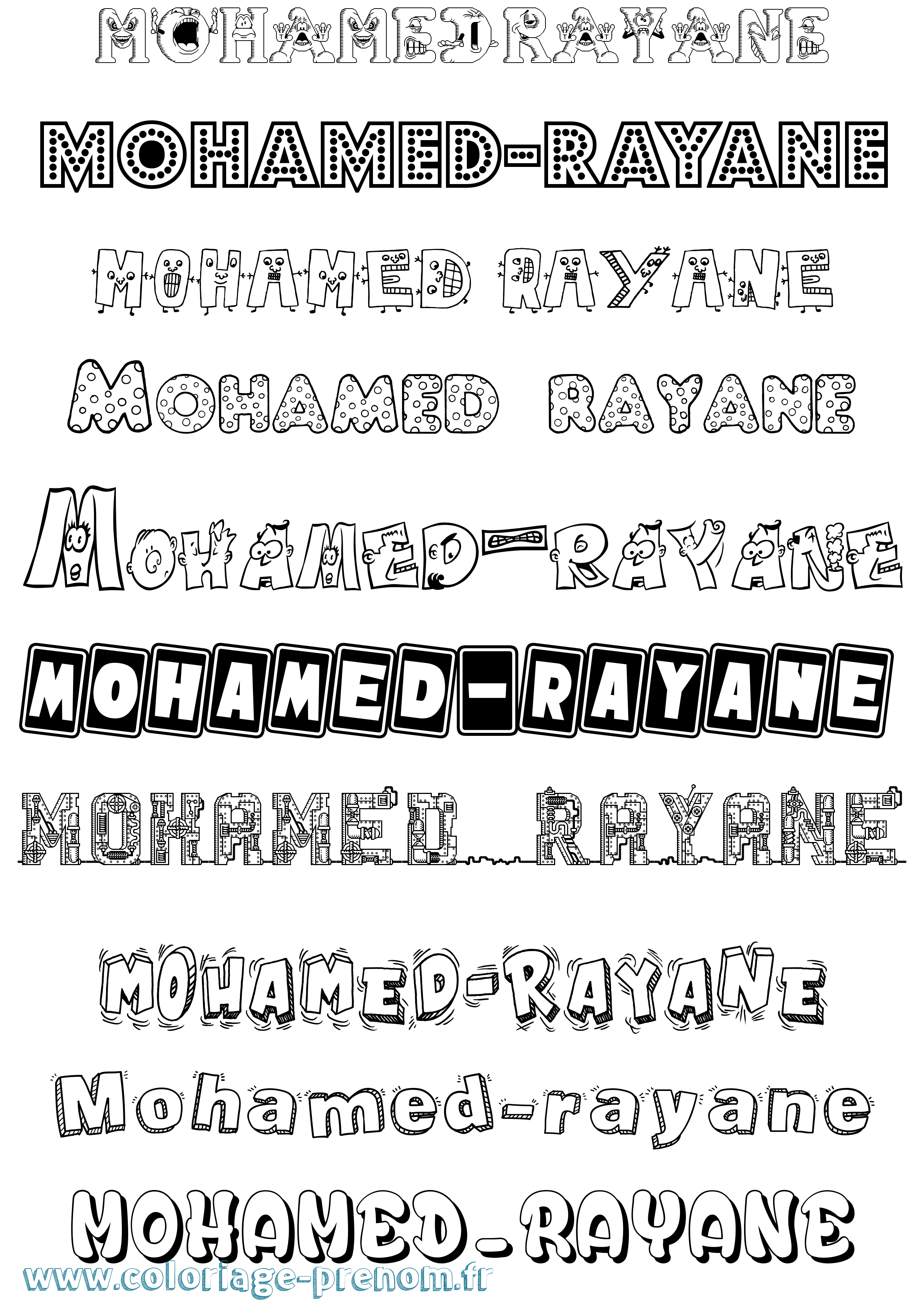 Coloriage Mohamed-Rayane Fun Coloriage prénom Mohamed-Rayane Fun