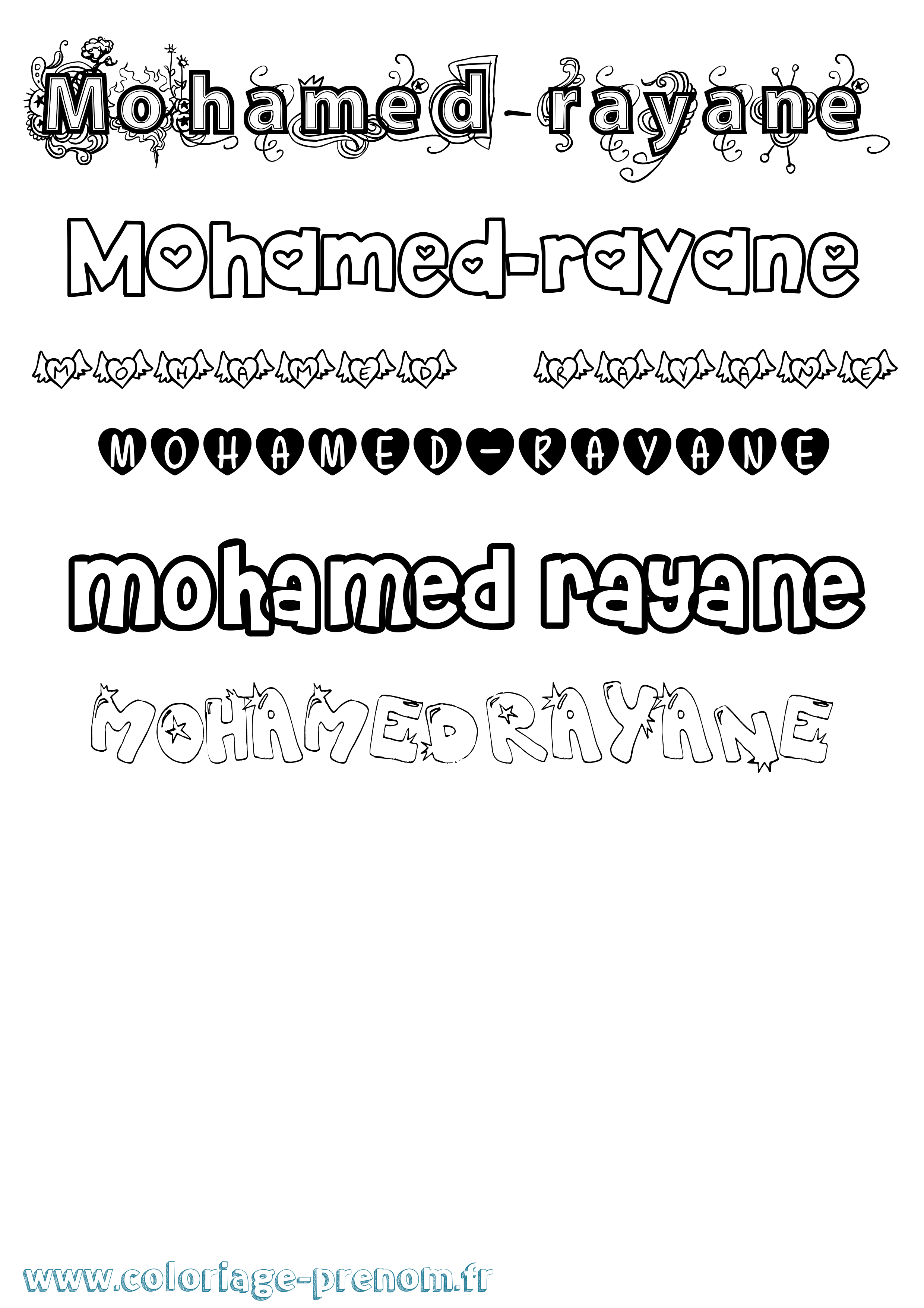 Coloriage Mohamed-Rayane Girly Coloriage prénom Mohamed-Rayane Girly
