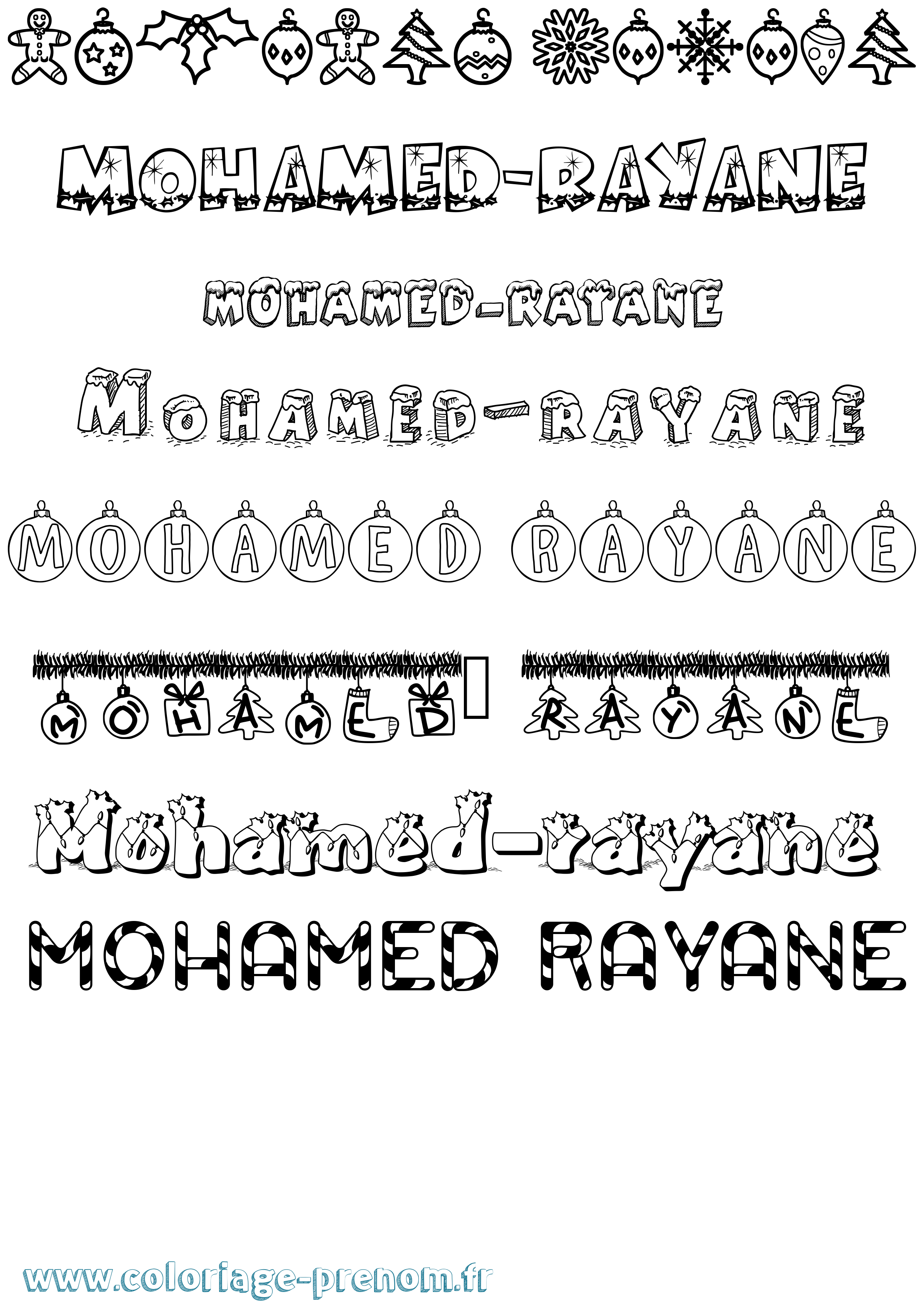 Coloriage Mohamed-Rayane Noël Coloriage prénom Mohamed-Rayane Noël