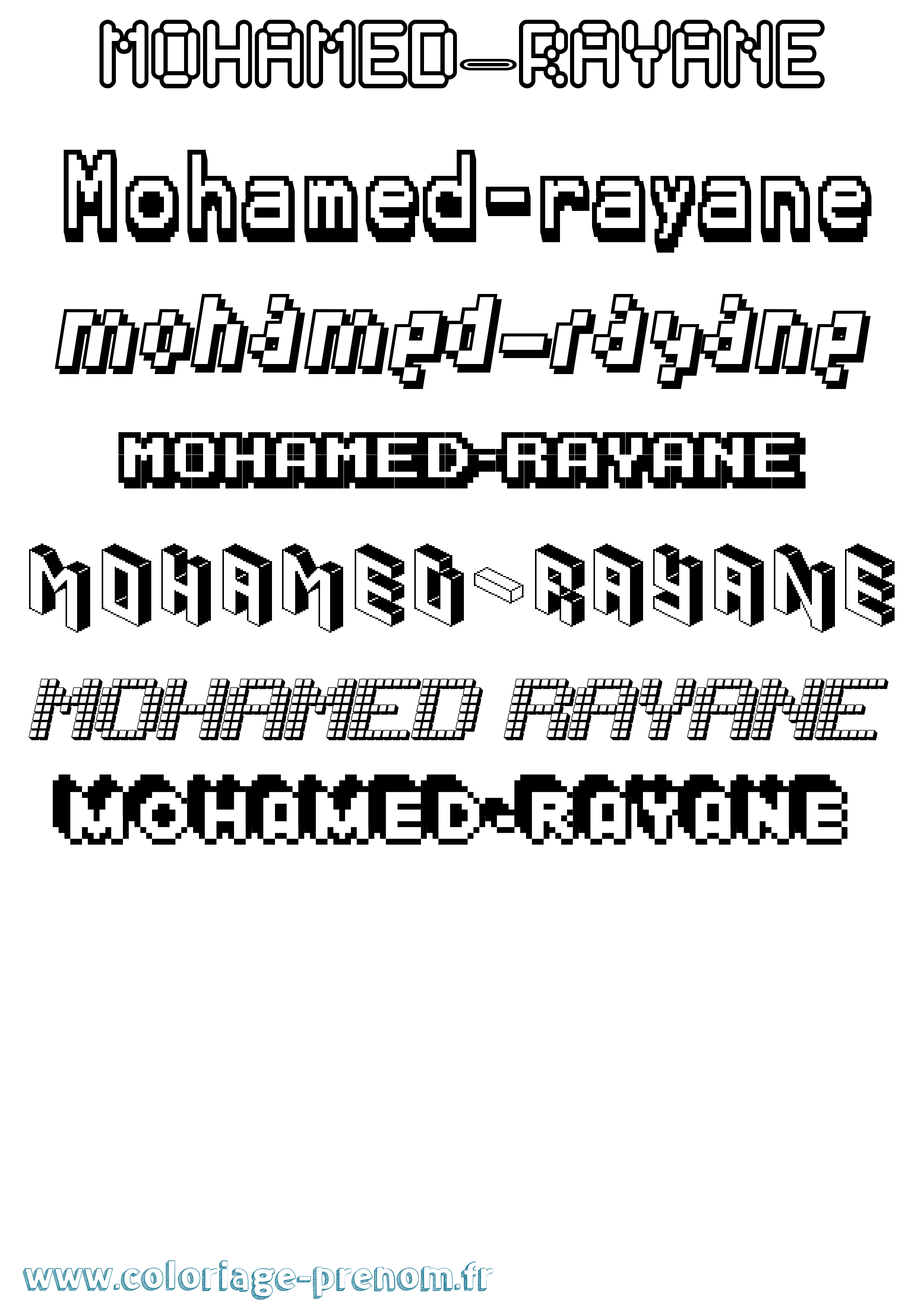 Coloriage Mohamed-Rayane Pixel Coloriage prénom Mohamed-Rayane Pixel