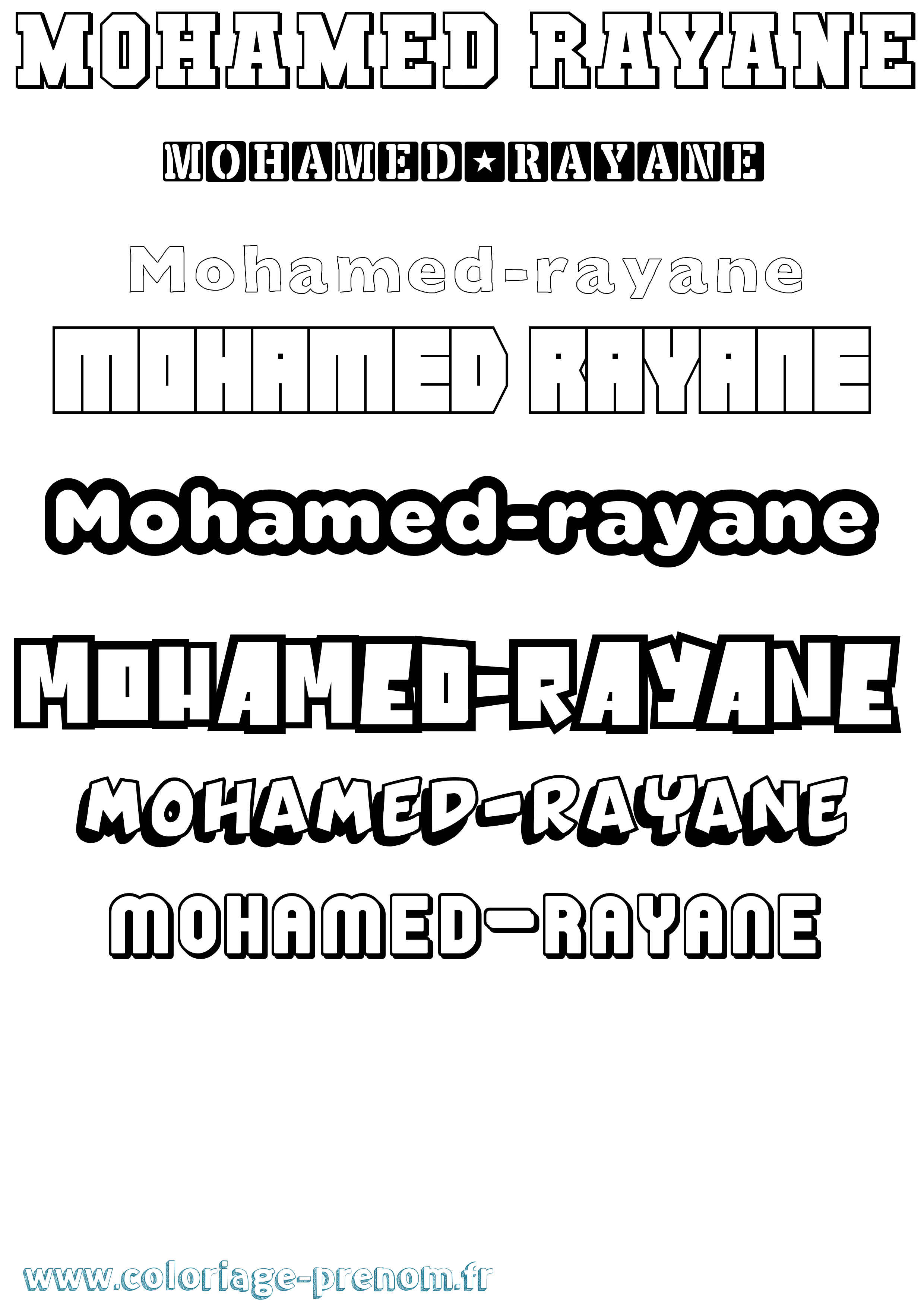 Coloriage Mohamed-Rayane Simple Coloriage prénom Mohamed-Rayane Simple
