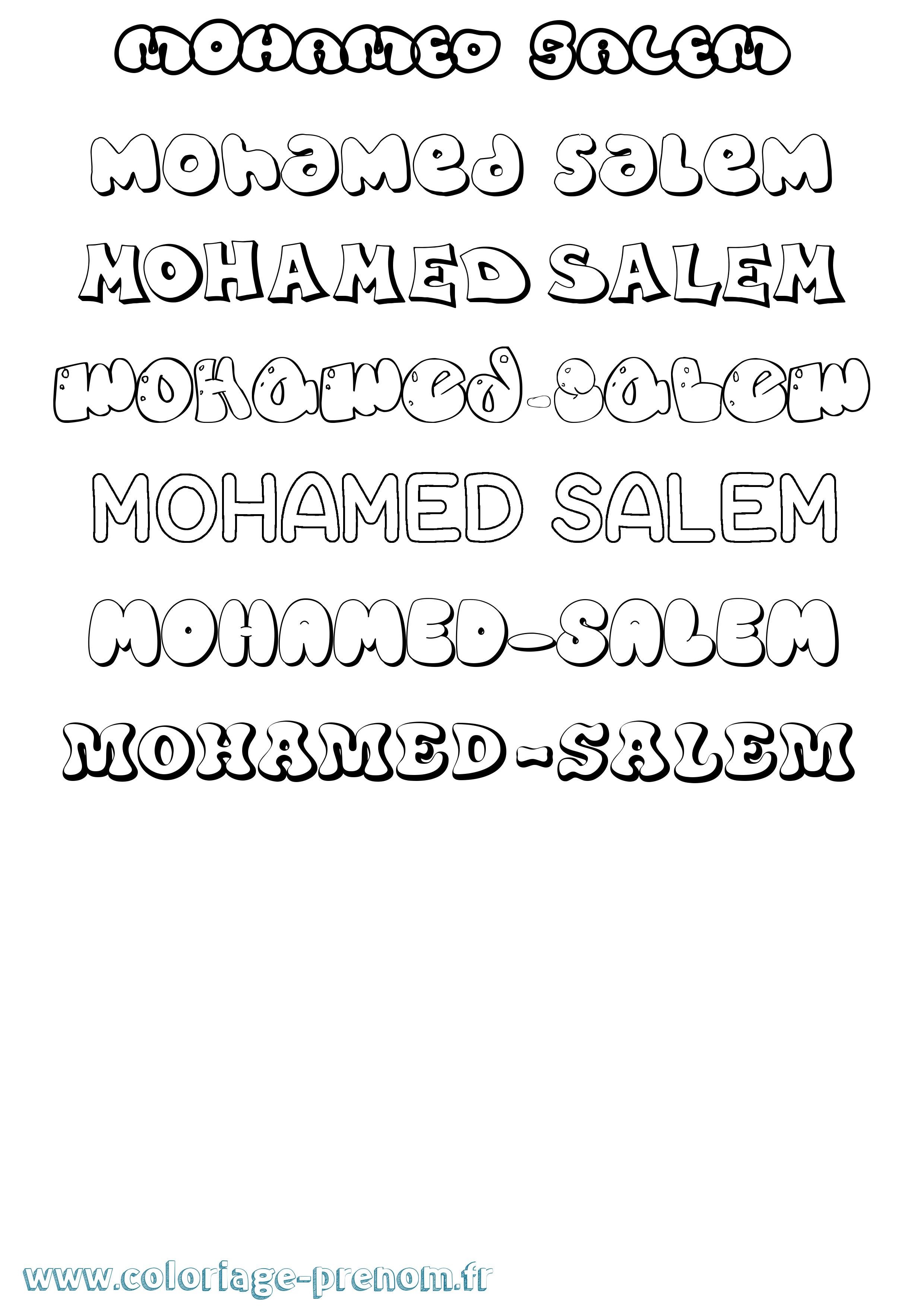 Coloriage Mohamed-Salem Bubble Coloriage prénom Mohamed-Salem Bubble