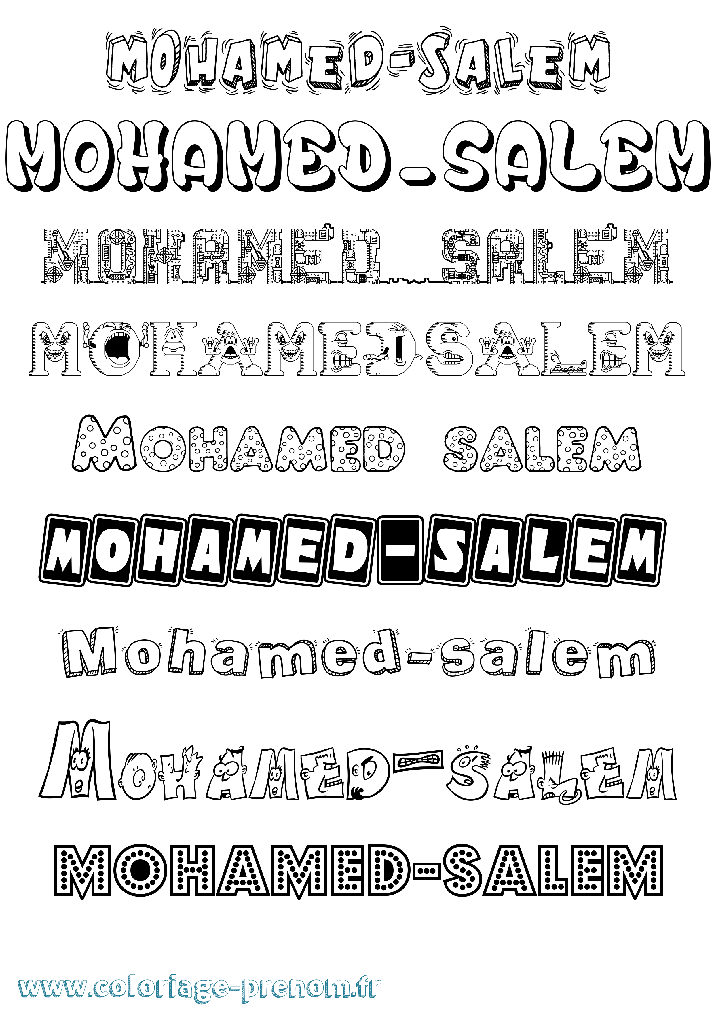 Coloriage Mohamed-Salem Fun Coloriage prénom Mohamed-Salem Fun