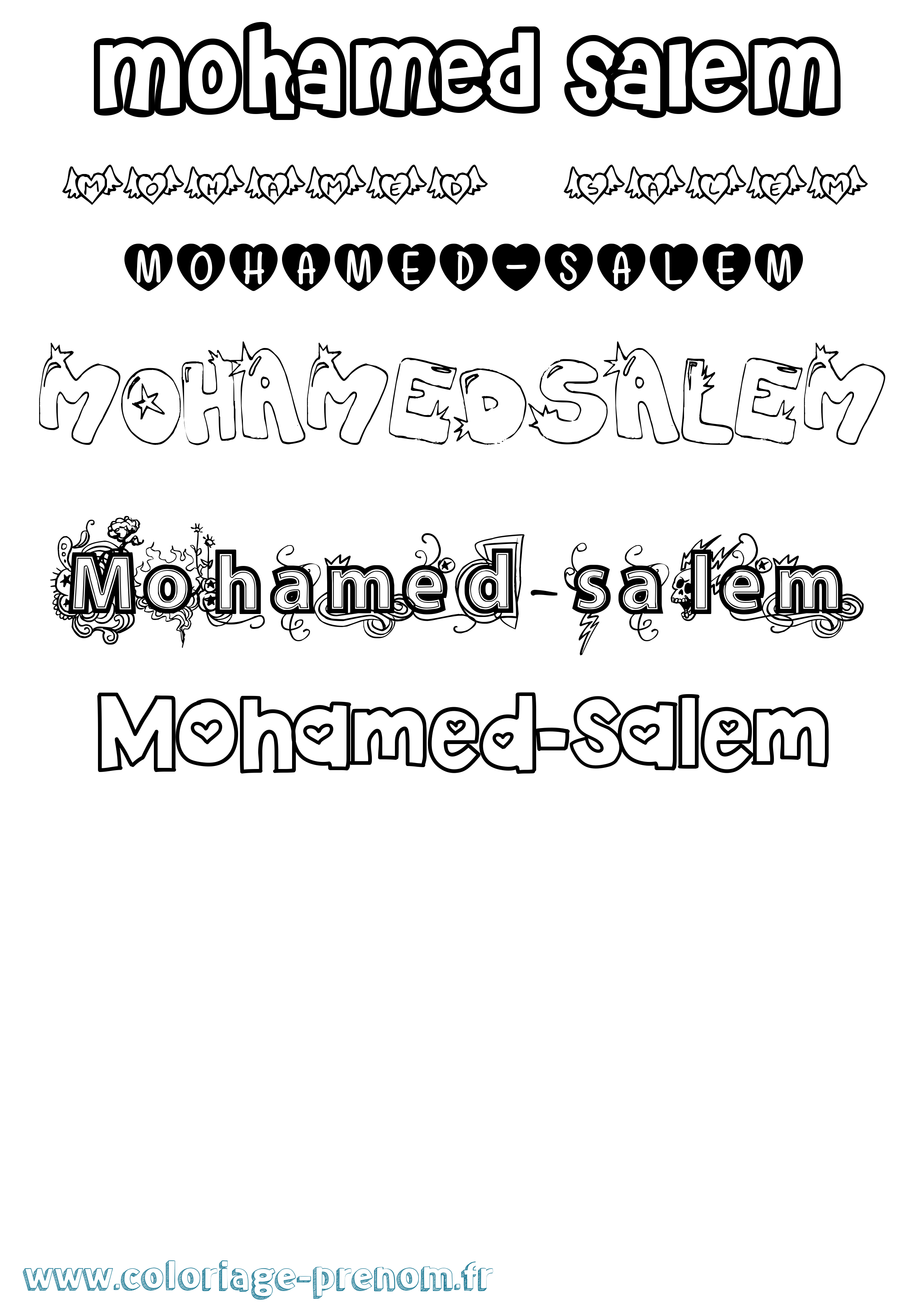 Coloriage Mohamed-Salem Girly Coloriage prénom Mohamed-Salem Girly