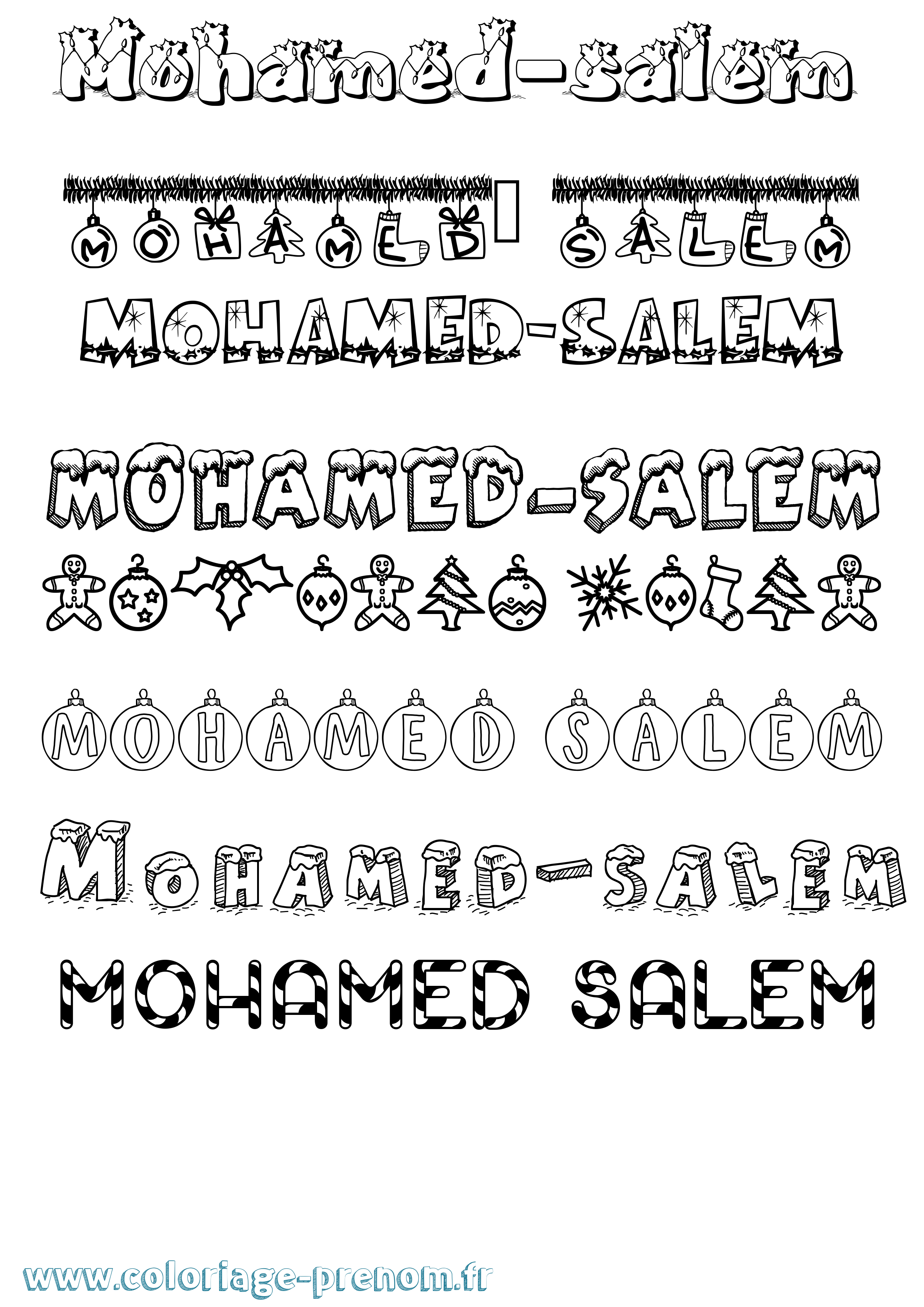 Coloriage Mohamed-Salem Noël Coloriage prénom Mohamed-Salem Noël