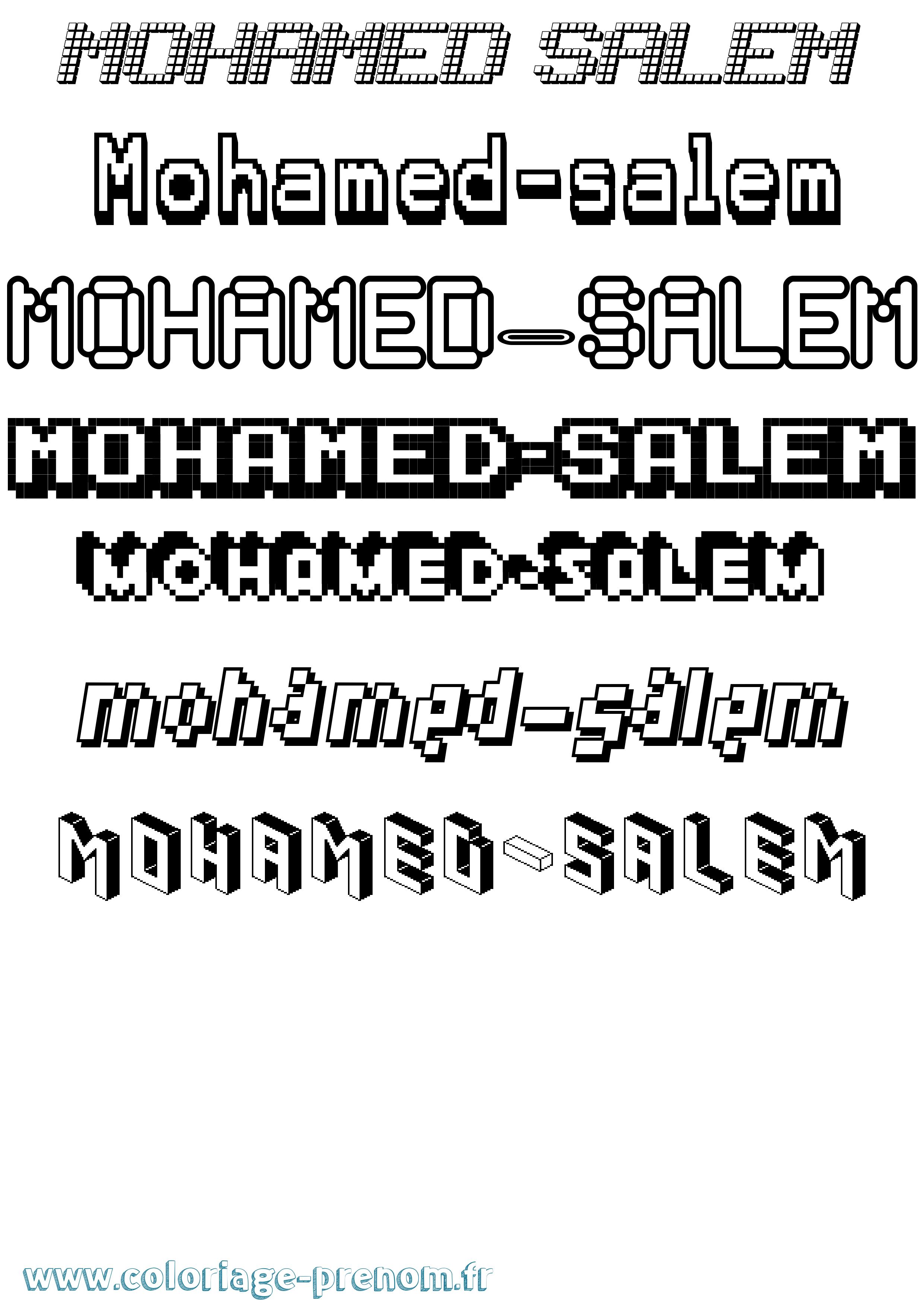 Coloriage Mohamed-Salem Pixel Coloriage prénom Mohamed-Salem Pixel