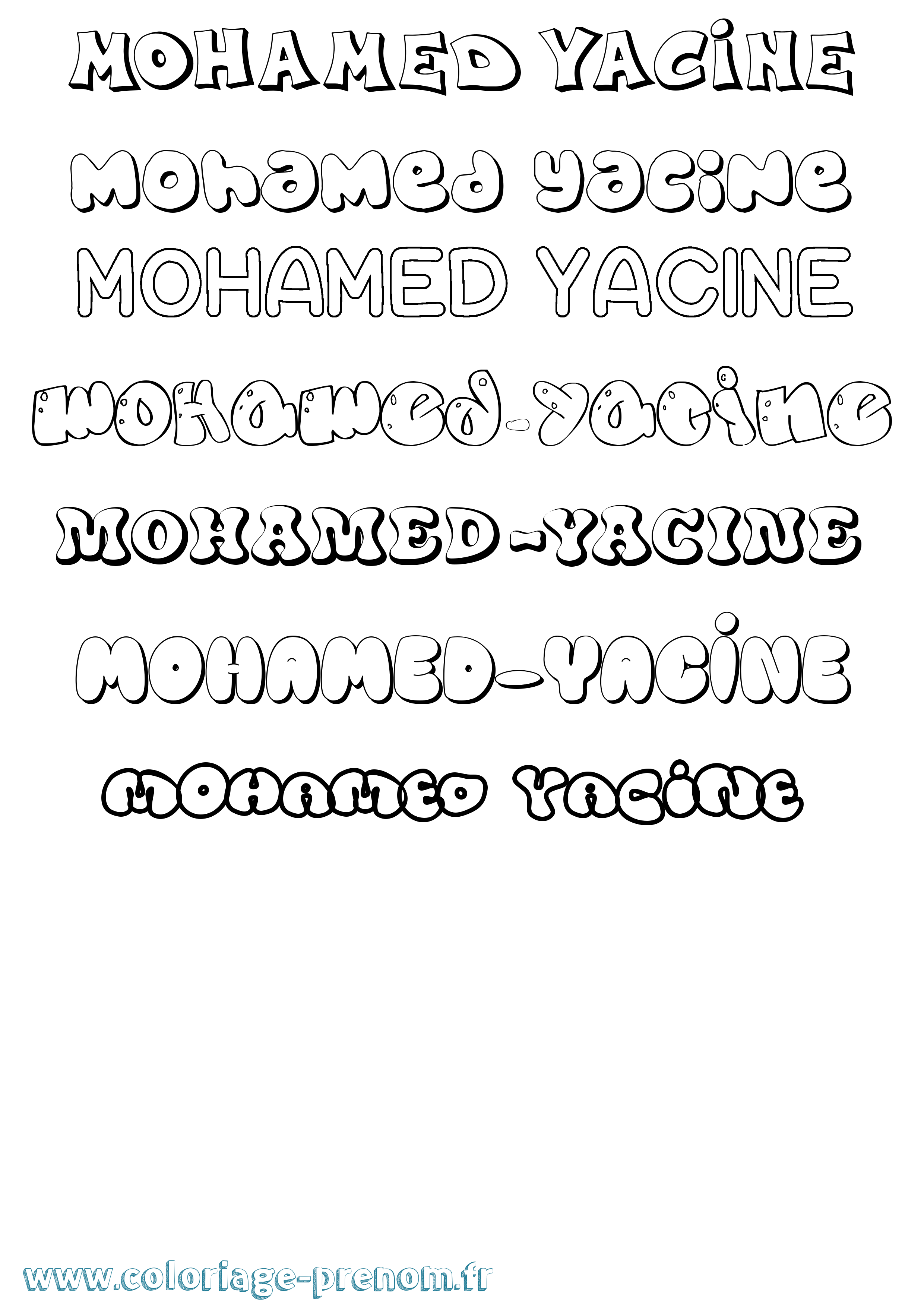 Coloriage Mohamed-Yacine Bubble Coloriage prénom Mohamed-Yacine Bubble