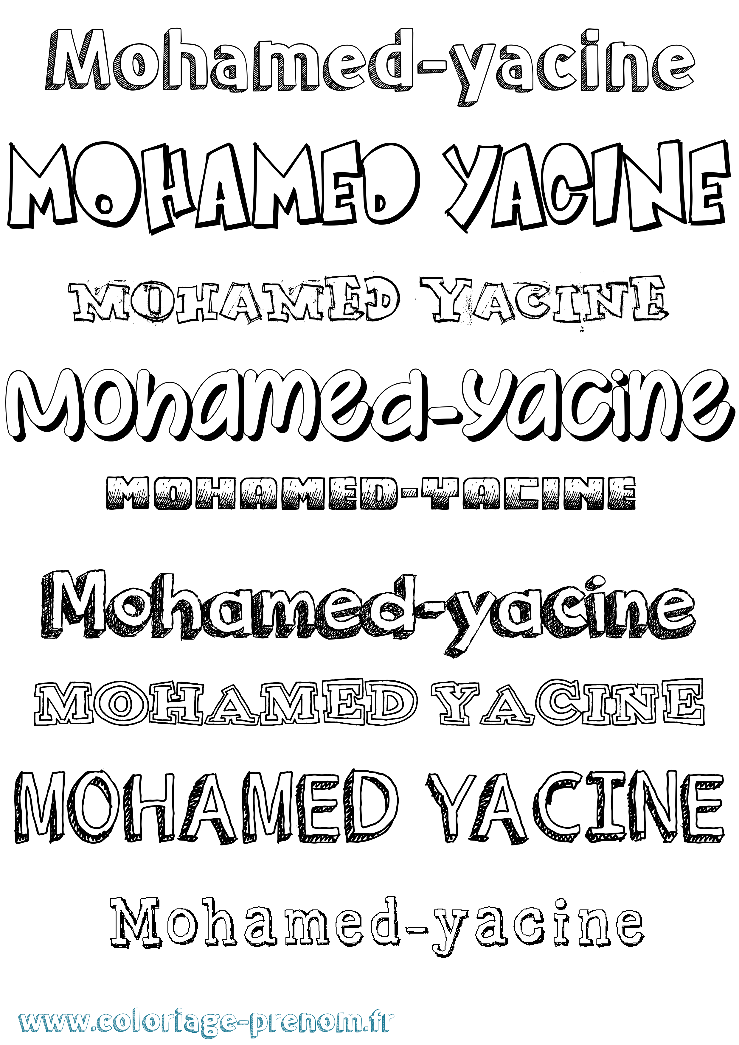 Coloriage Mohamed-Yacine Dessiné Coloriage prénom Mohamed-Yacine Dessiné