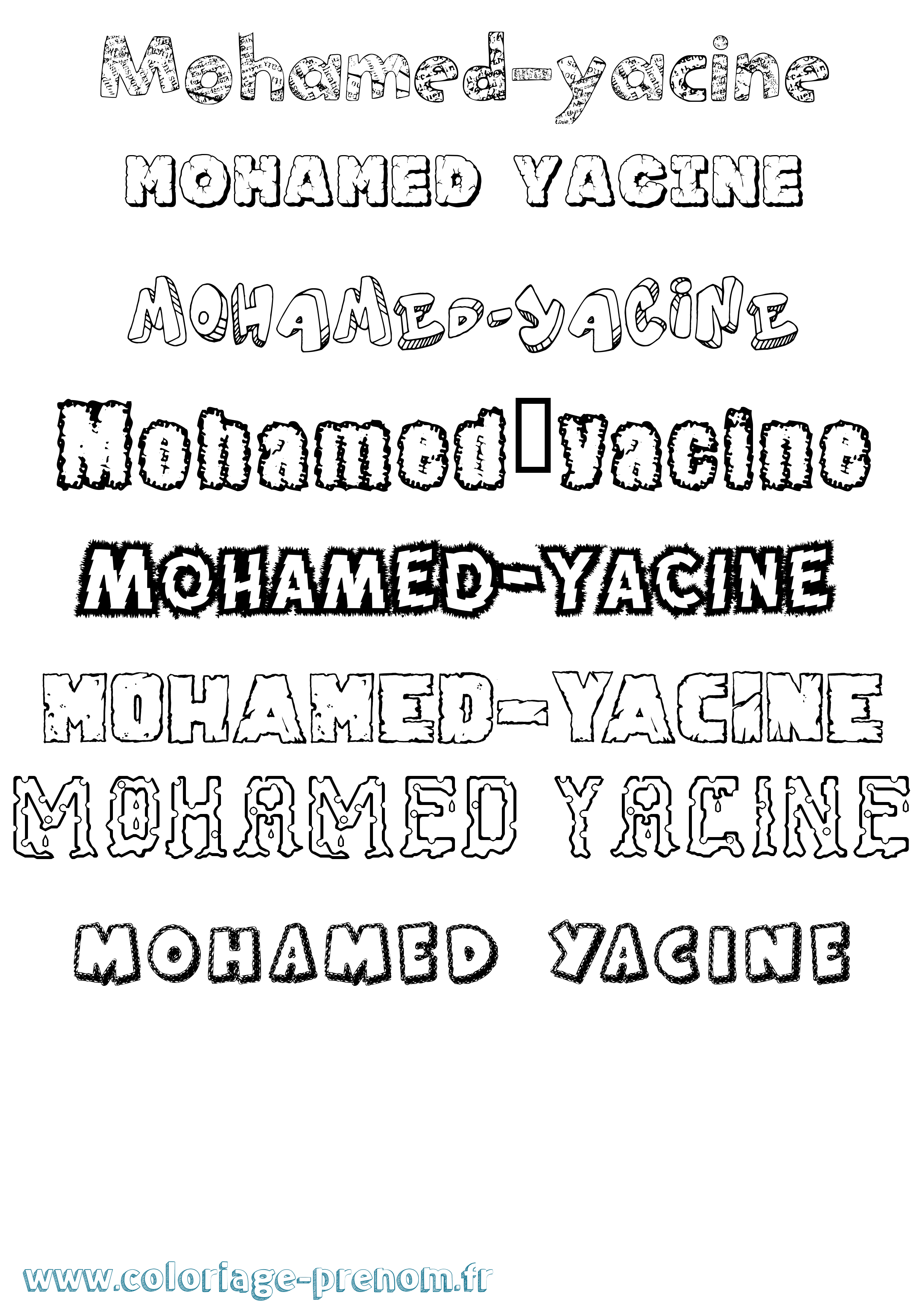 Coloriage Mohamed-Yacine Destructuré Coloriage prénom Mohamed-Yacine Destructuré