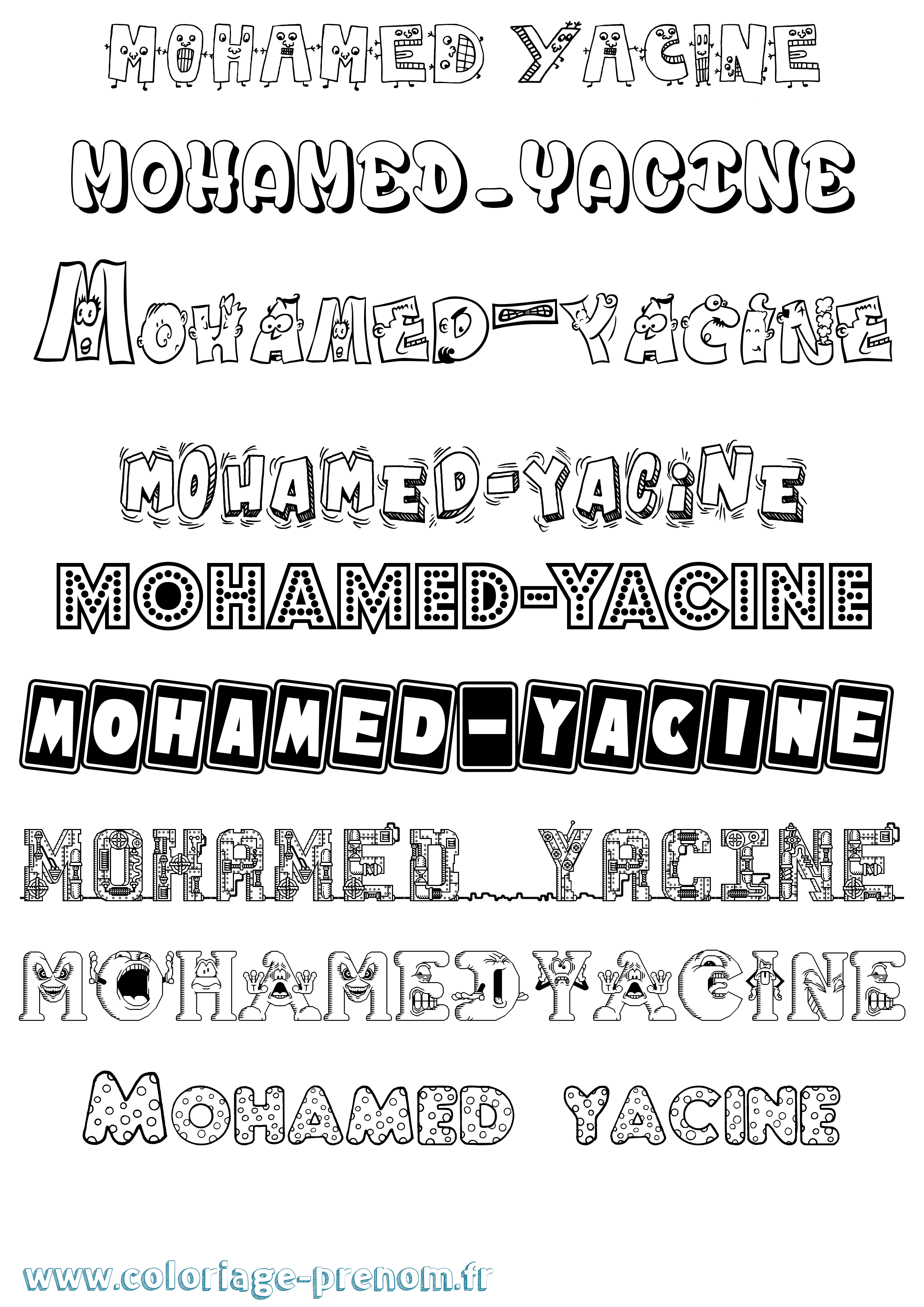 Coloriage Mohamed-Yacine Fun Coloriage prénom Mohamed-Yacine Fun