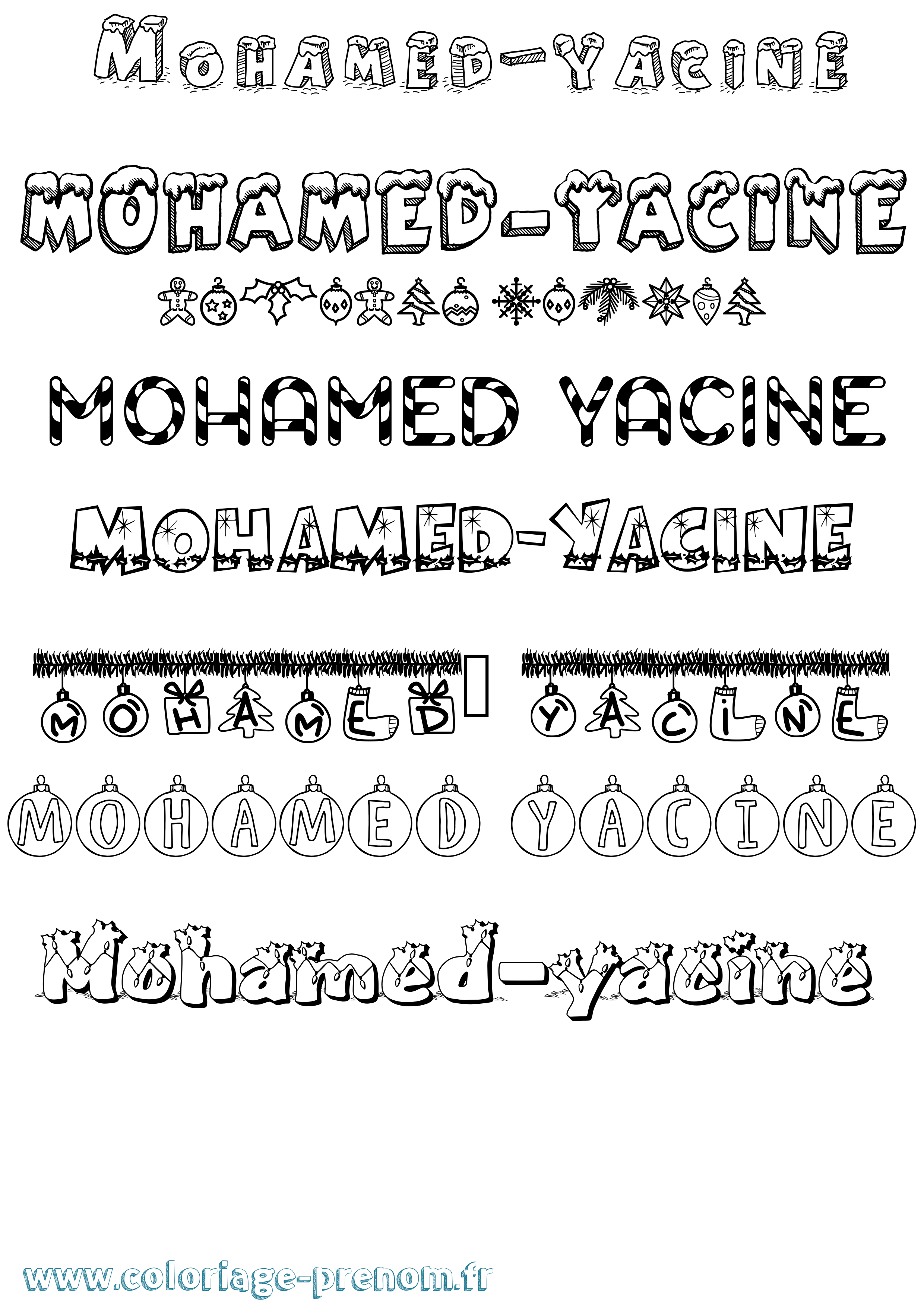 Coloriage Mohamed-Yacine Noël Coloriage prénom Mohamed-Yacine Noël