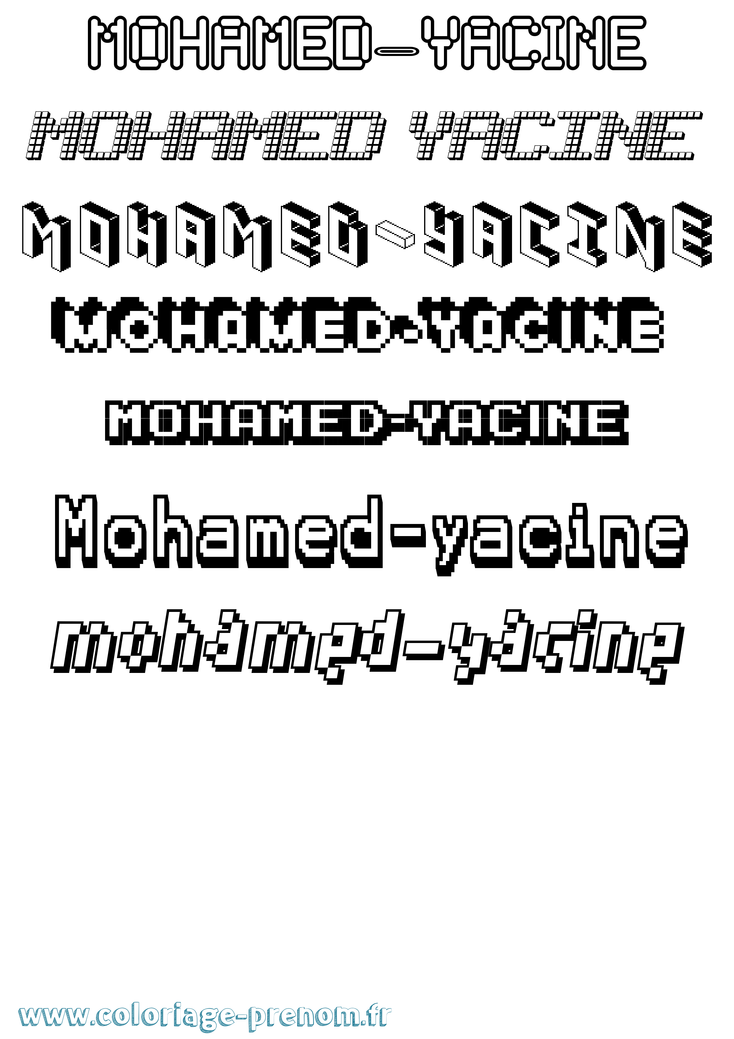 Coloriage Mohamed-Yacine Pixel Coloriage prénom Mohamed-Yacine Pixel