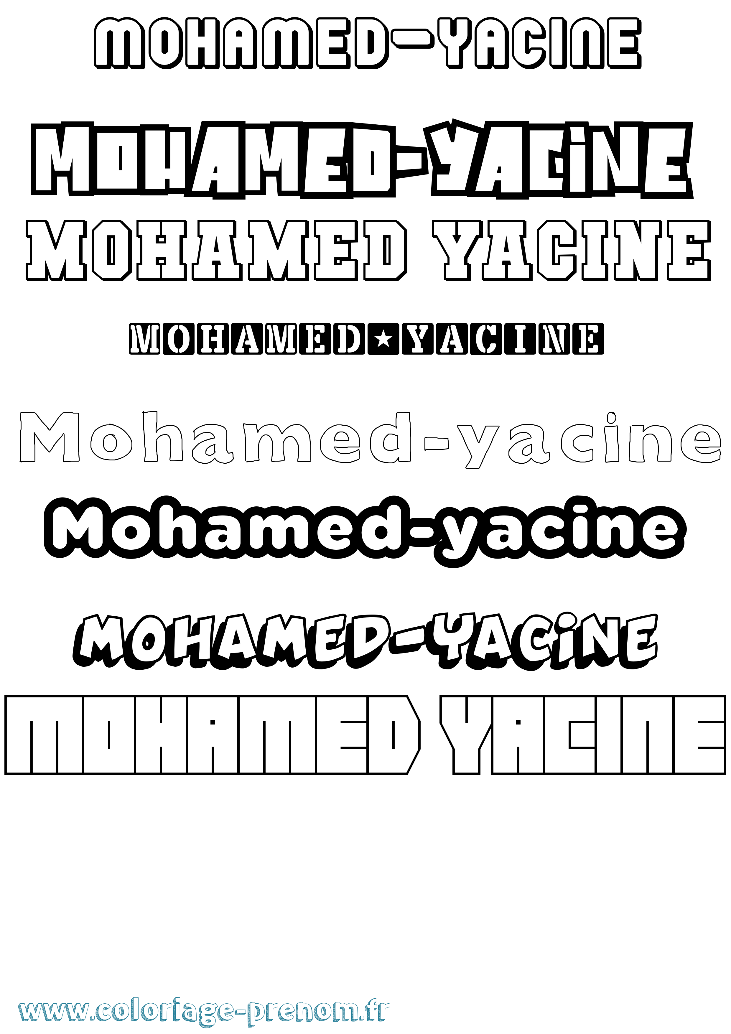 Coloriage Mohamed-Yacine Simple Coloriage prénom Mohamed-Yacine Simple