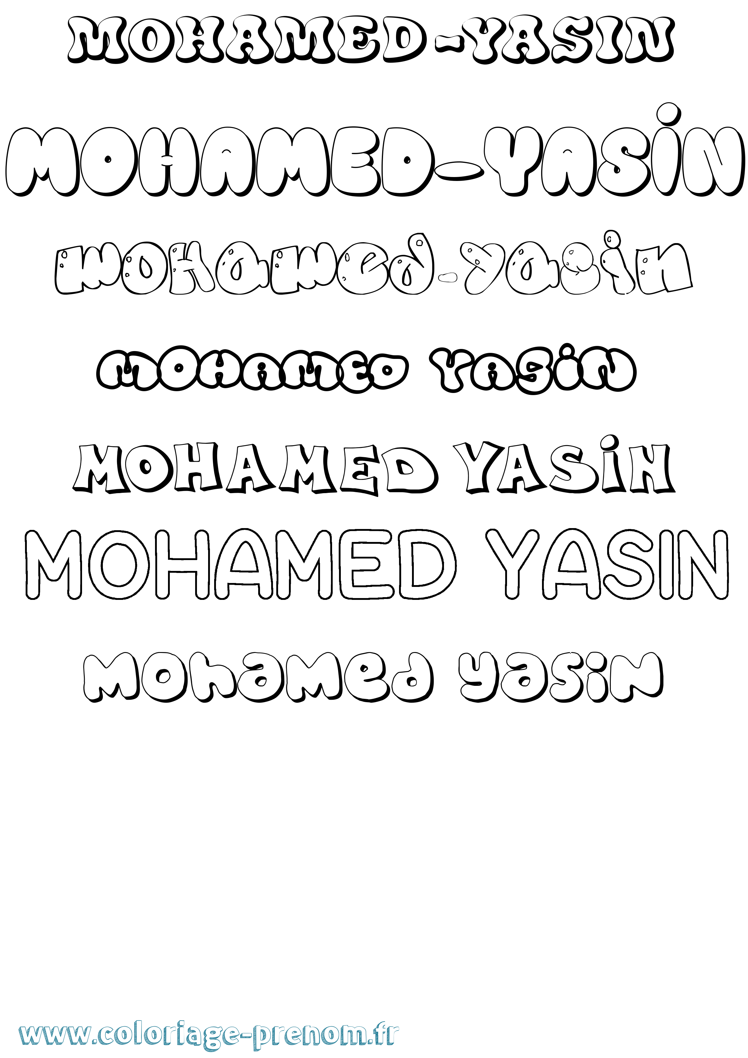 Coloriage Mohamed-Yasin Bubble Coloriage prénom Mohamed-Yasin Bubble