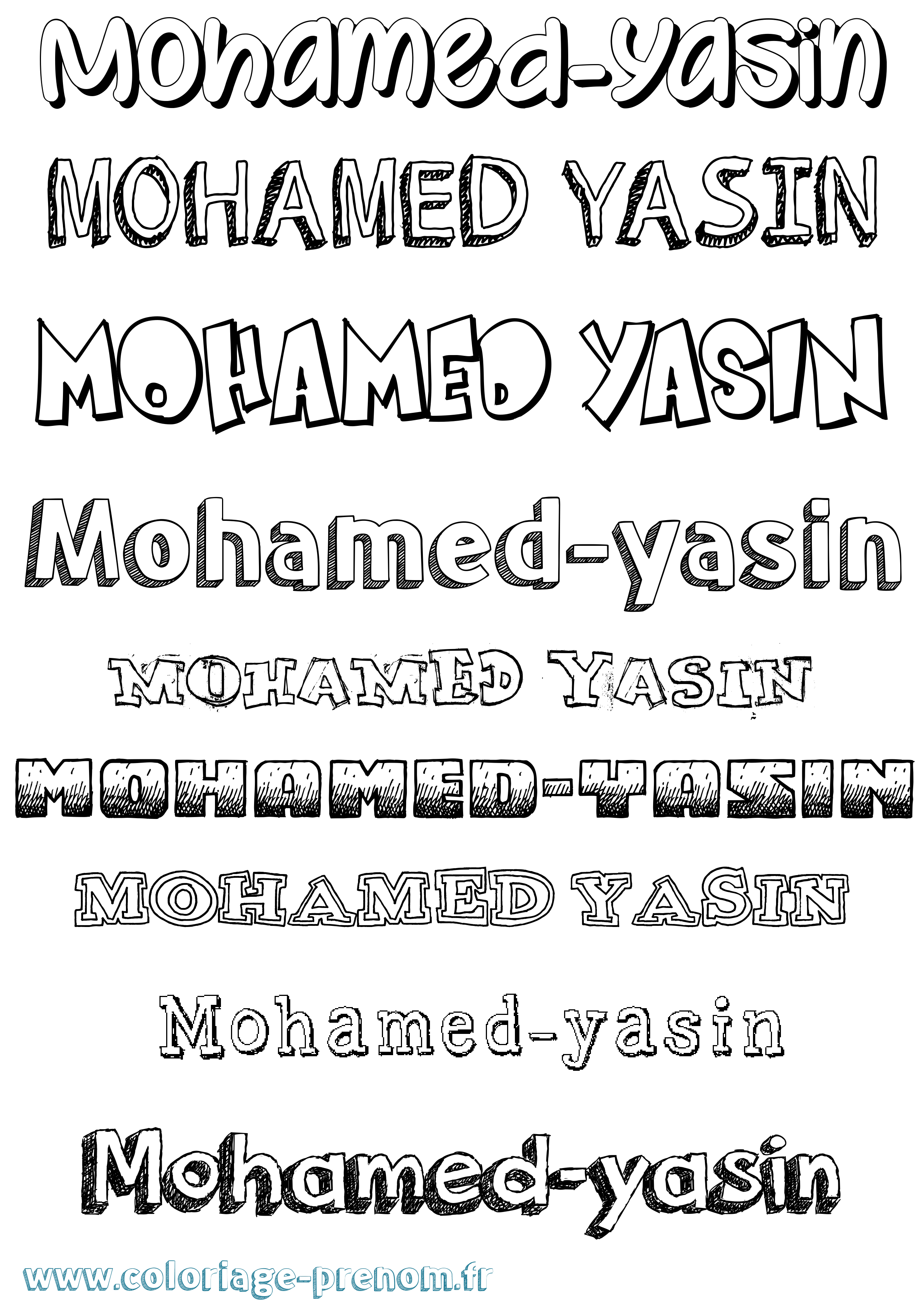 Coloriage Mohamed-Yasin Dessiné Coloriage prénom Mohamed-Yasin Dessiné