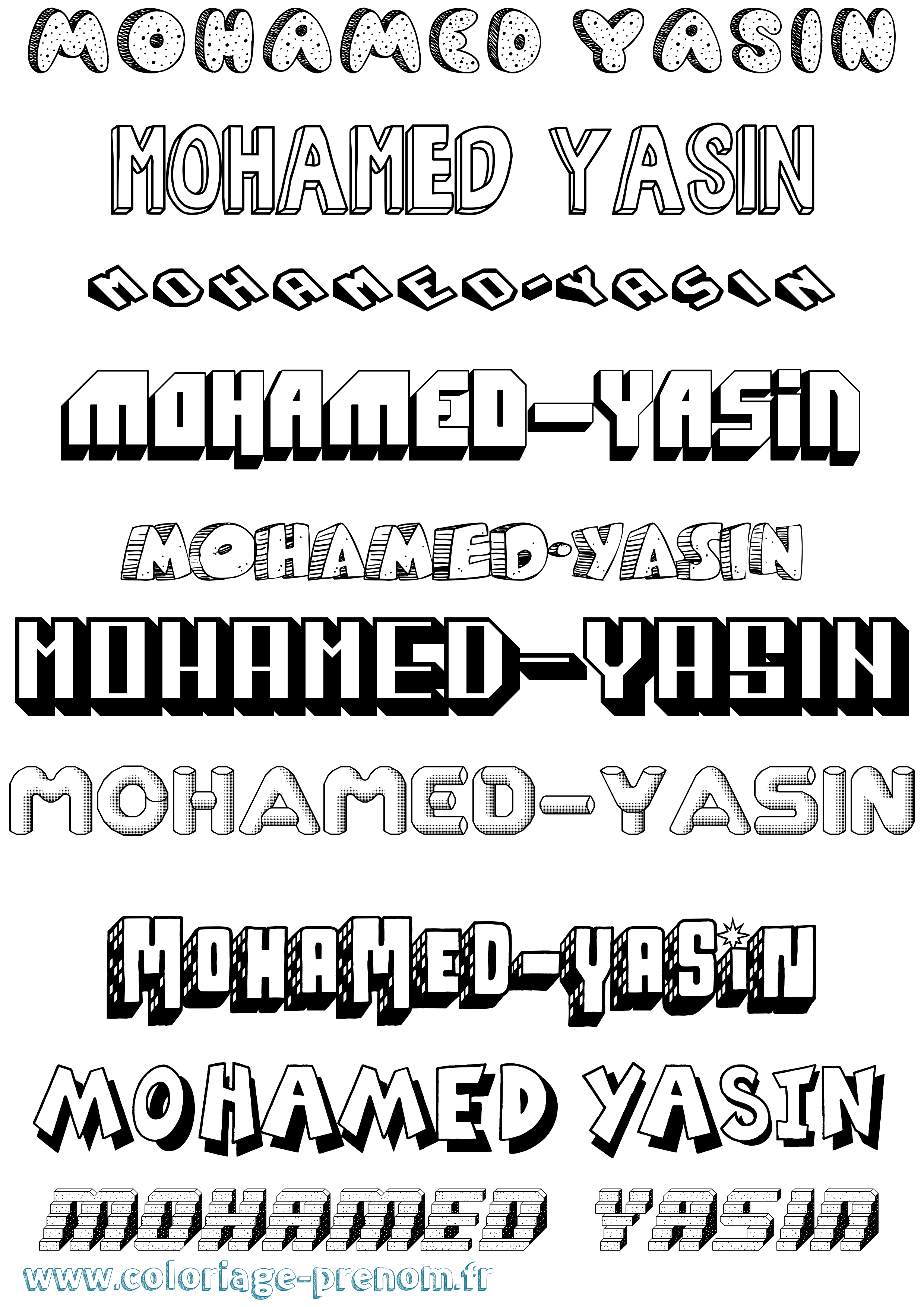 Coloriage Mohamed-Yasin Effet 3D Coloriage prénom Mohamed-Yasin Effet 3D