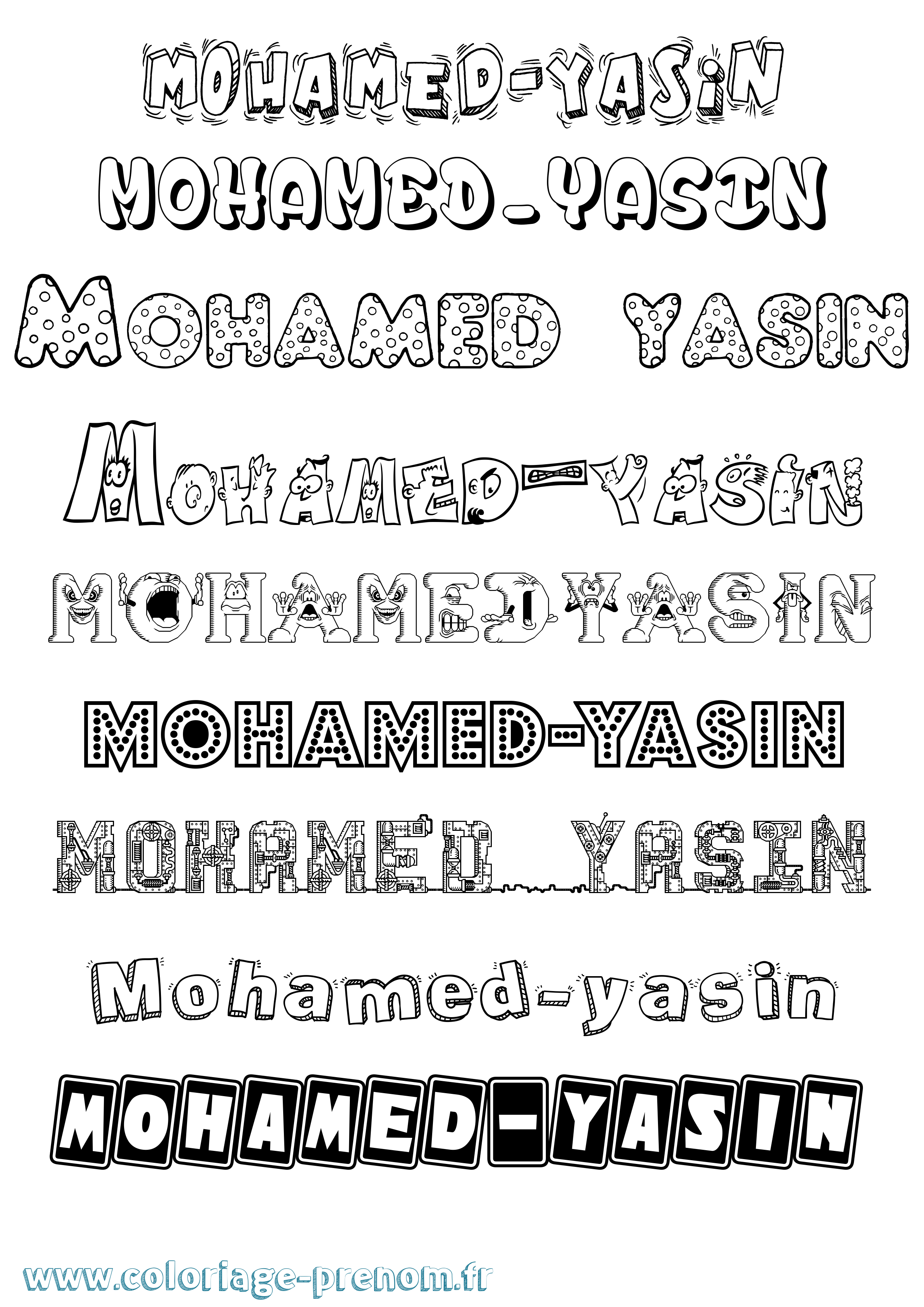 Coloriage Mohamed-Yasin Fun Coloriage prénom Mohamed-Yasin Fun