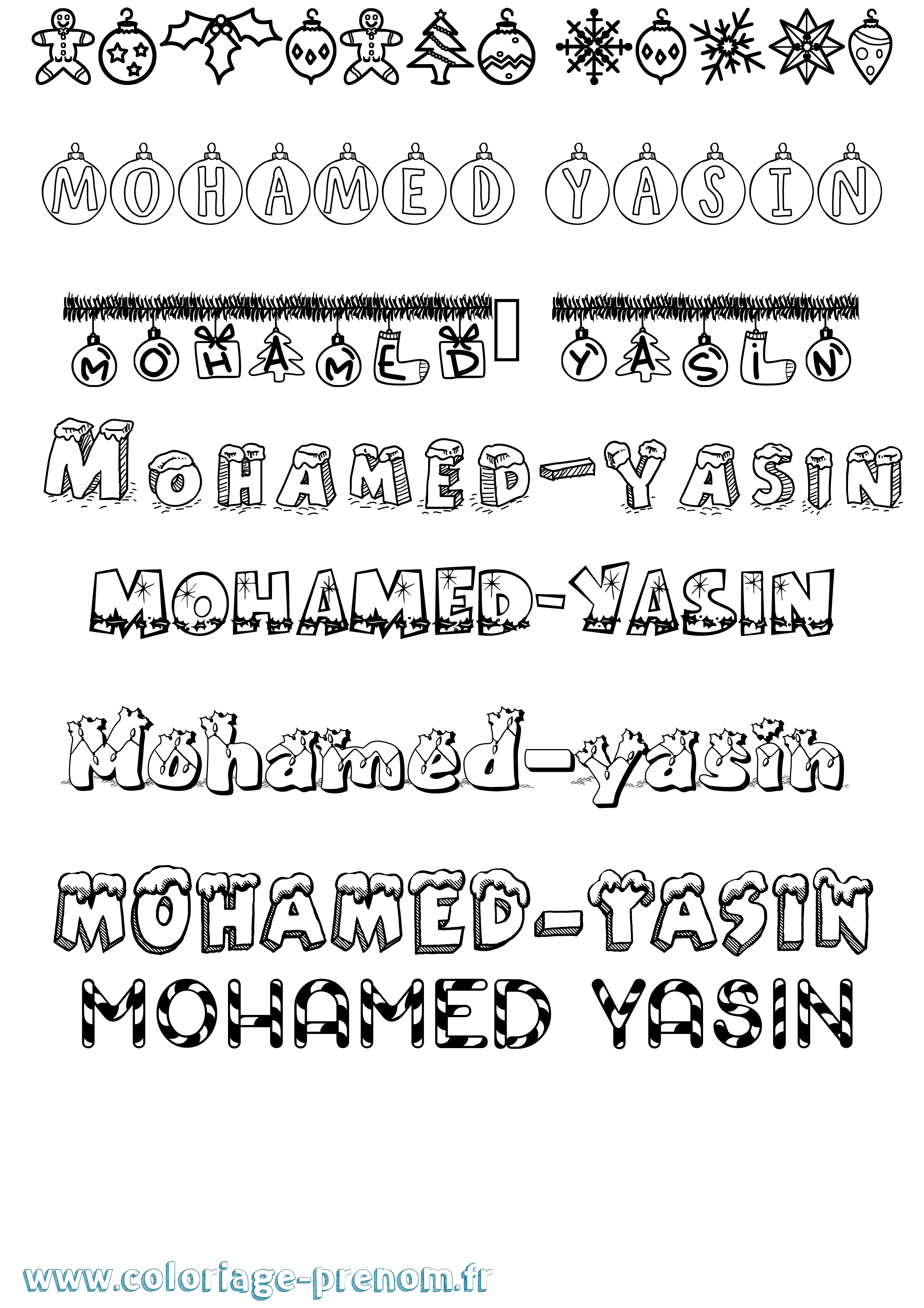 Coloriage Mohamed-Yasin Noël Coloriage prénom Mohamed-Yasin Noël
