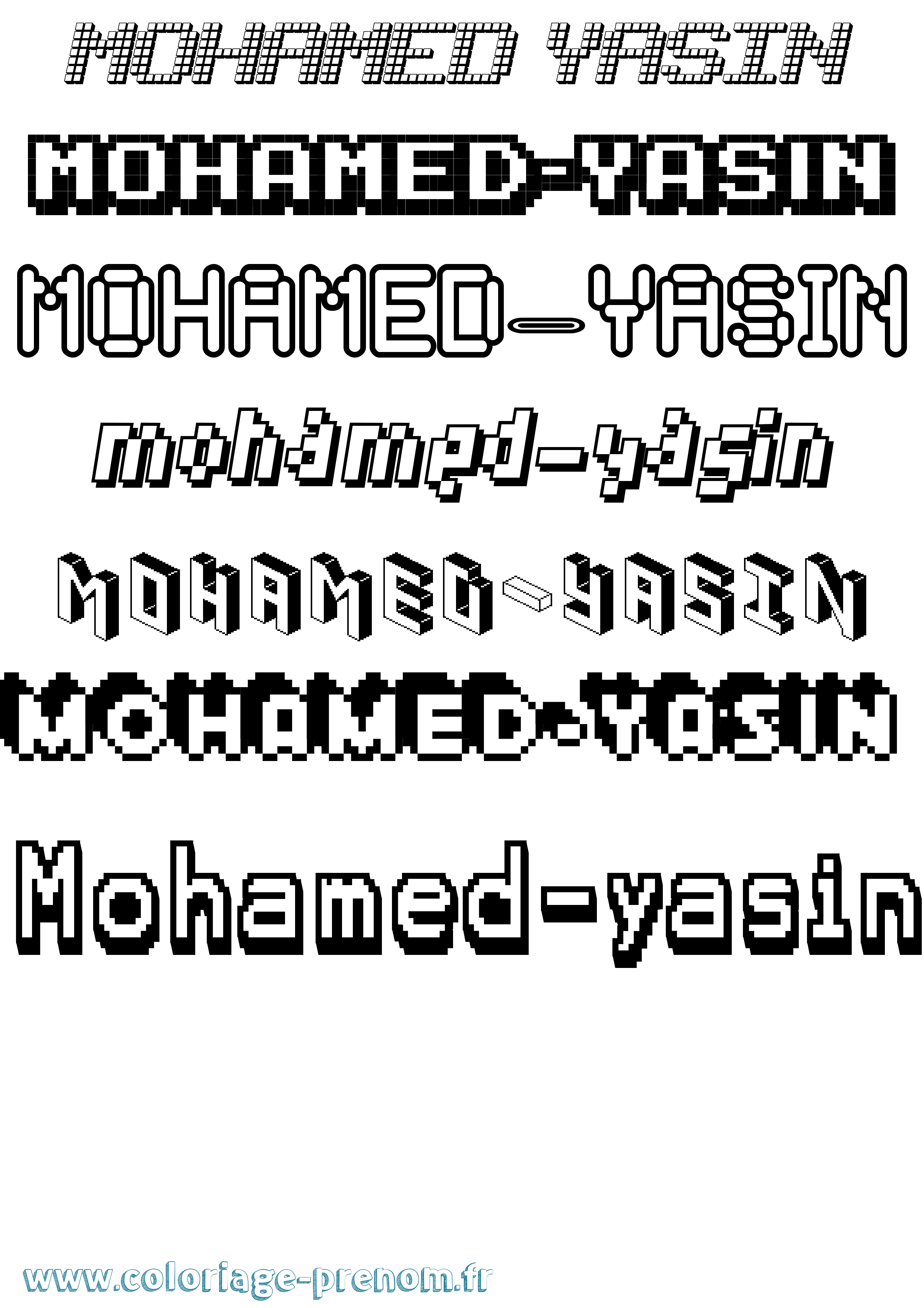 Coloriage Mohamed-Yasin Pixel Coloriage prénom Mohamed-Yasin Pixel