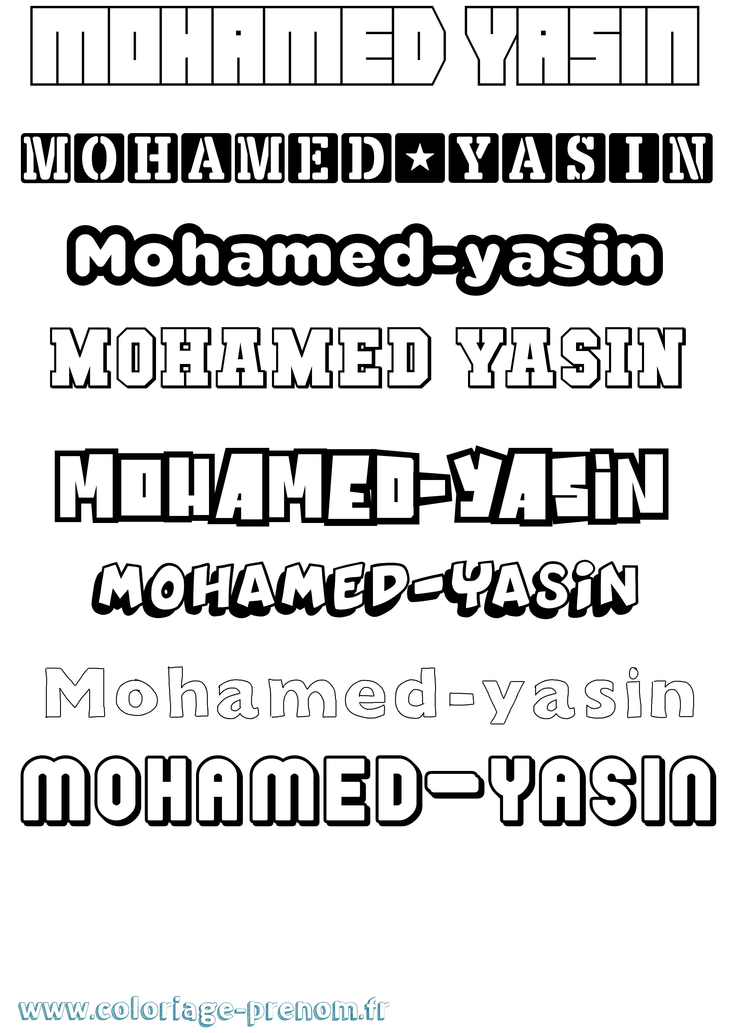 Coloriage Mohamed-Yasin Simple Coloriage prénom Mohamed-Yasin Simple
