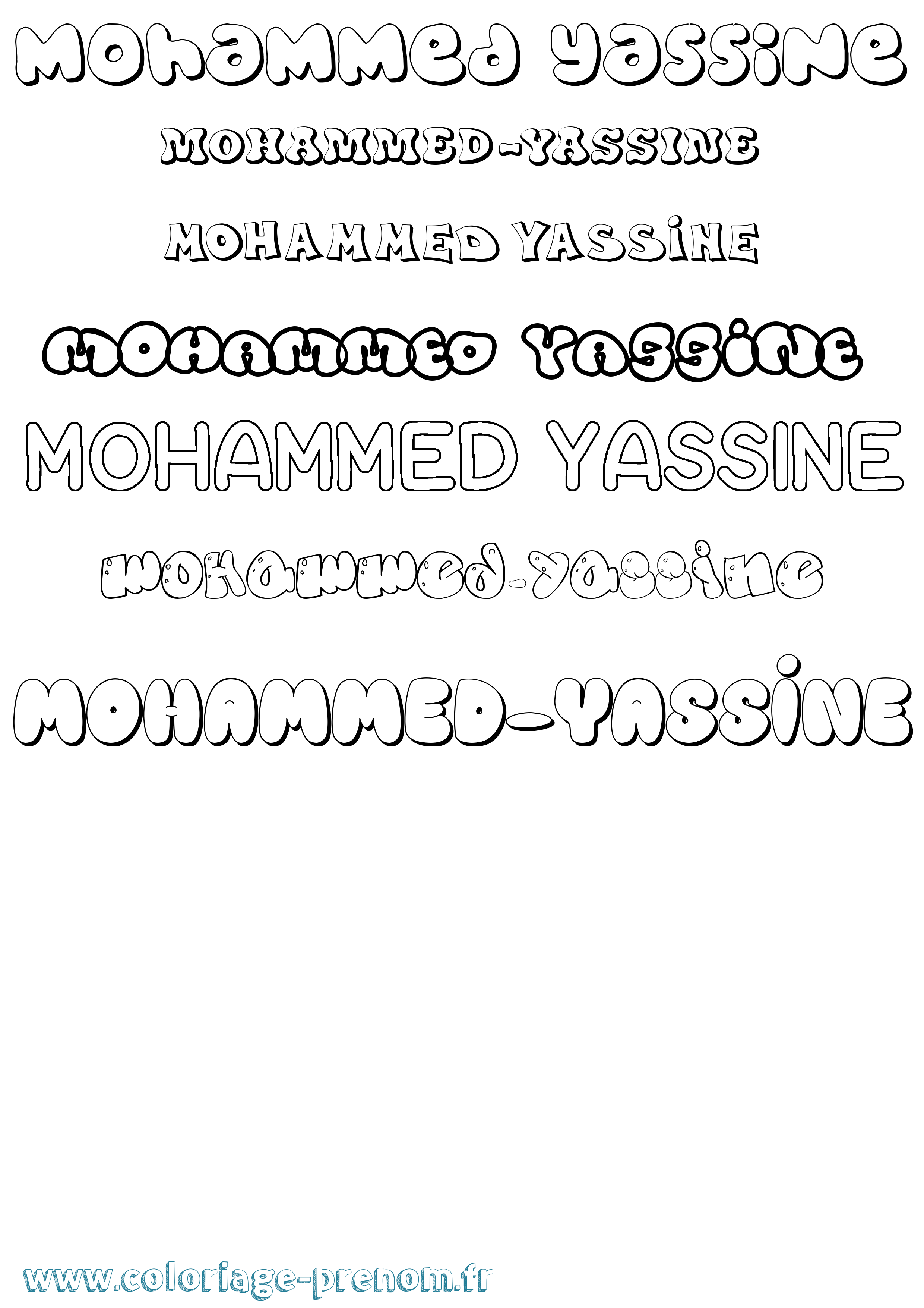 Coloriage Mohammed-Yassine Bubble Coloriage prénom Mohammed-Yassine Bubble