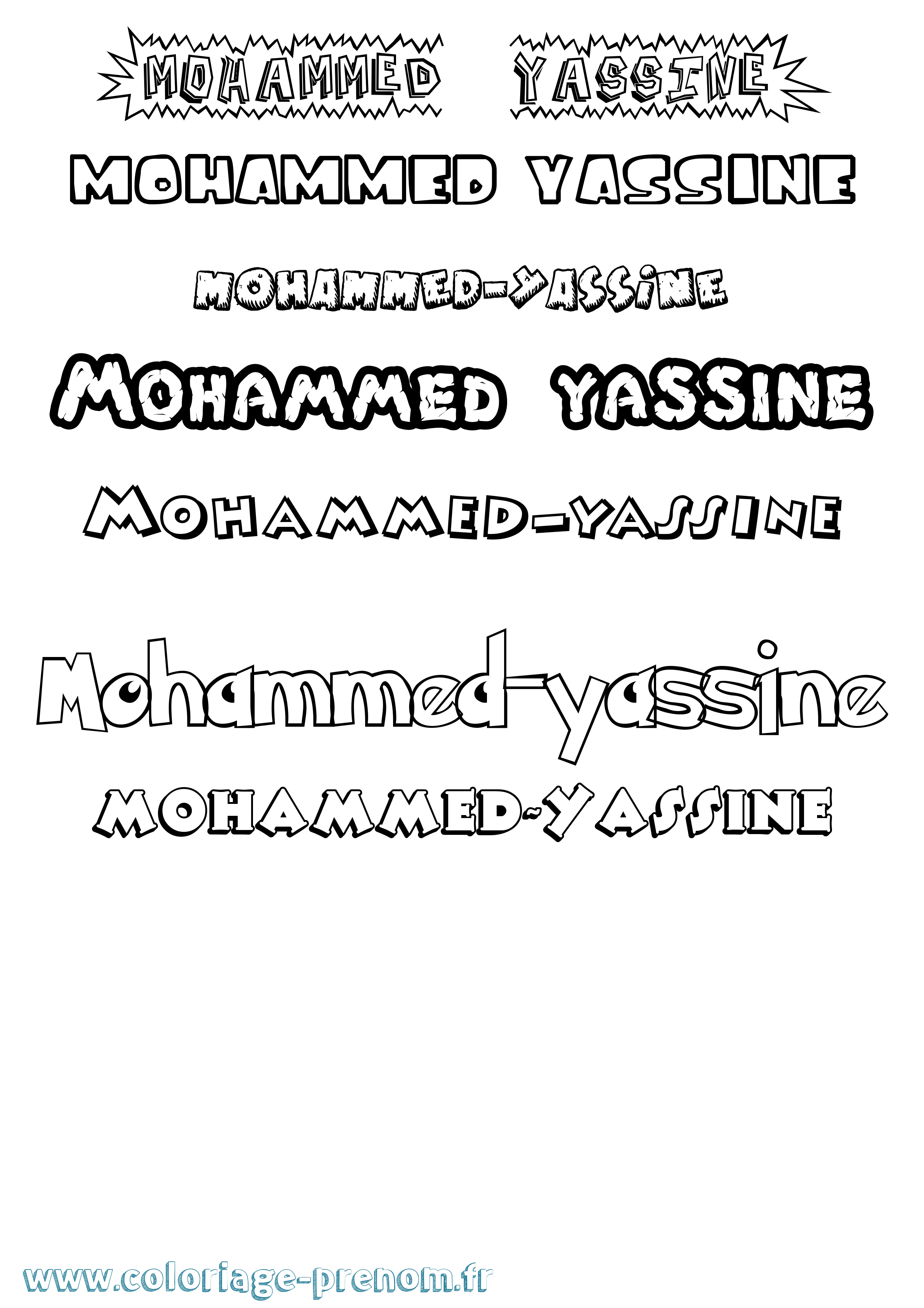 Coloriage Mohammed-Yassine Dessin Animé Coloriage prénom Mohammed-Yassine Dessin Animé