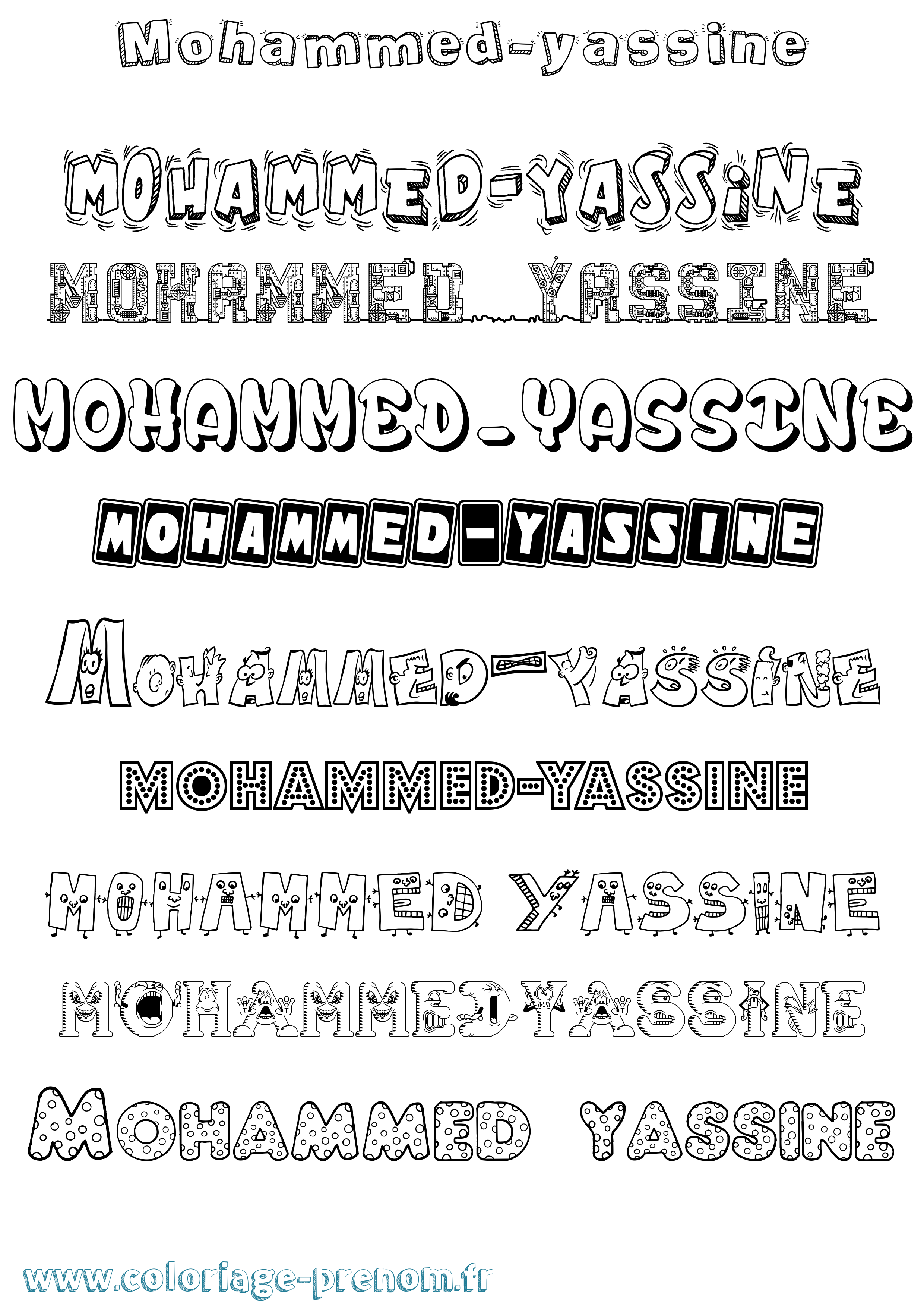 Coloriage Mohammed-Yassine Fun Coloriage prénom Mohammed-Yassine Fun