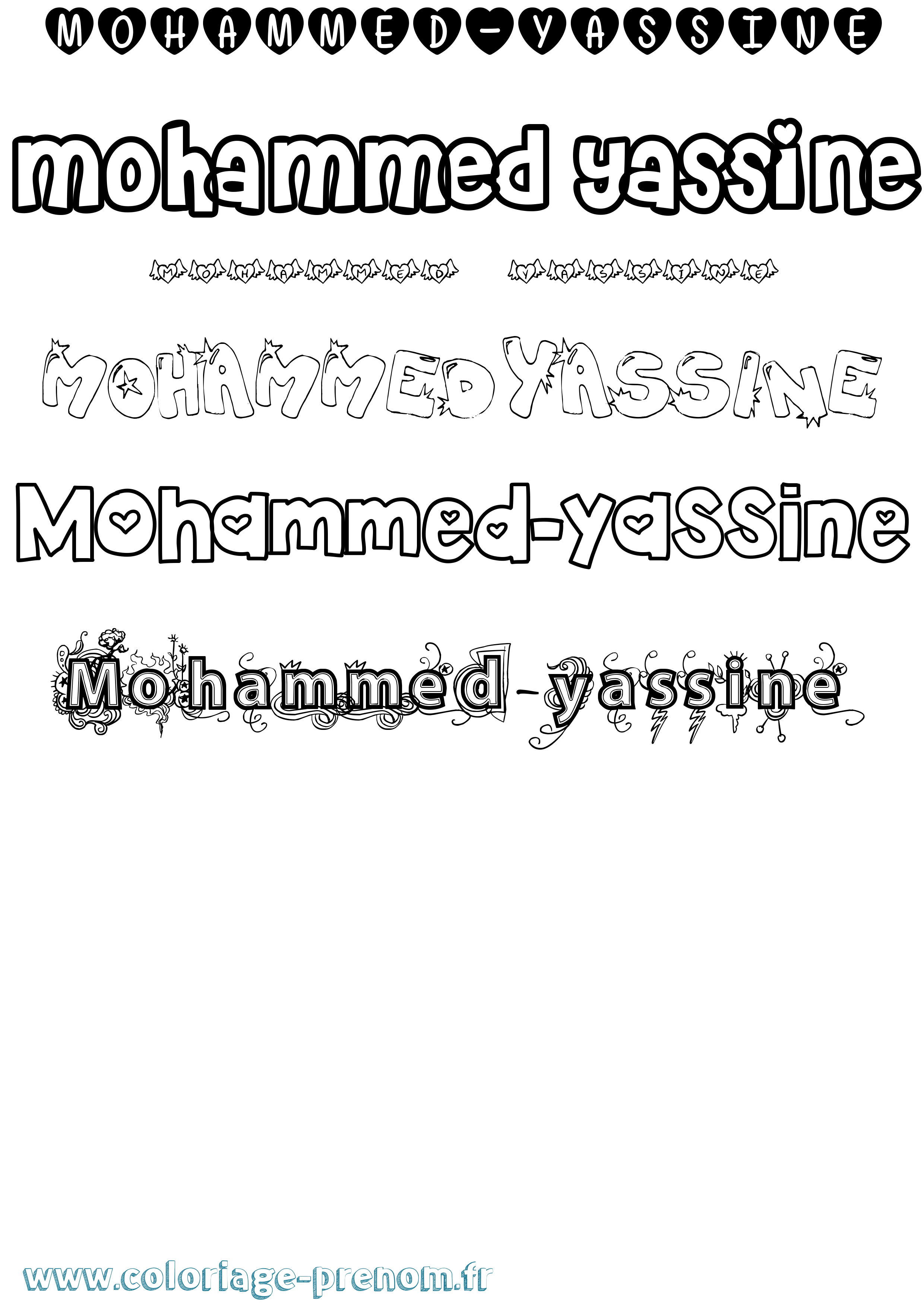 Coloriage Mohammed-Yassine Girly Coloriage prénom Mohammed-Yassine Girly