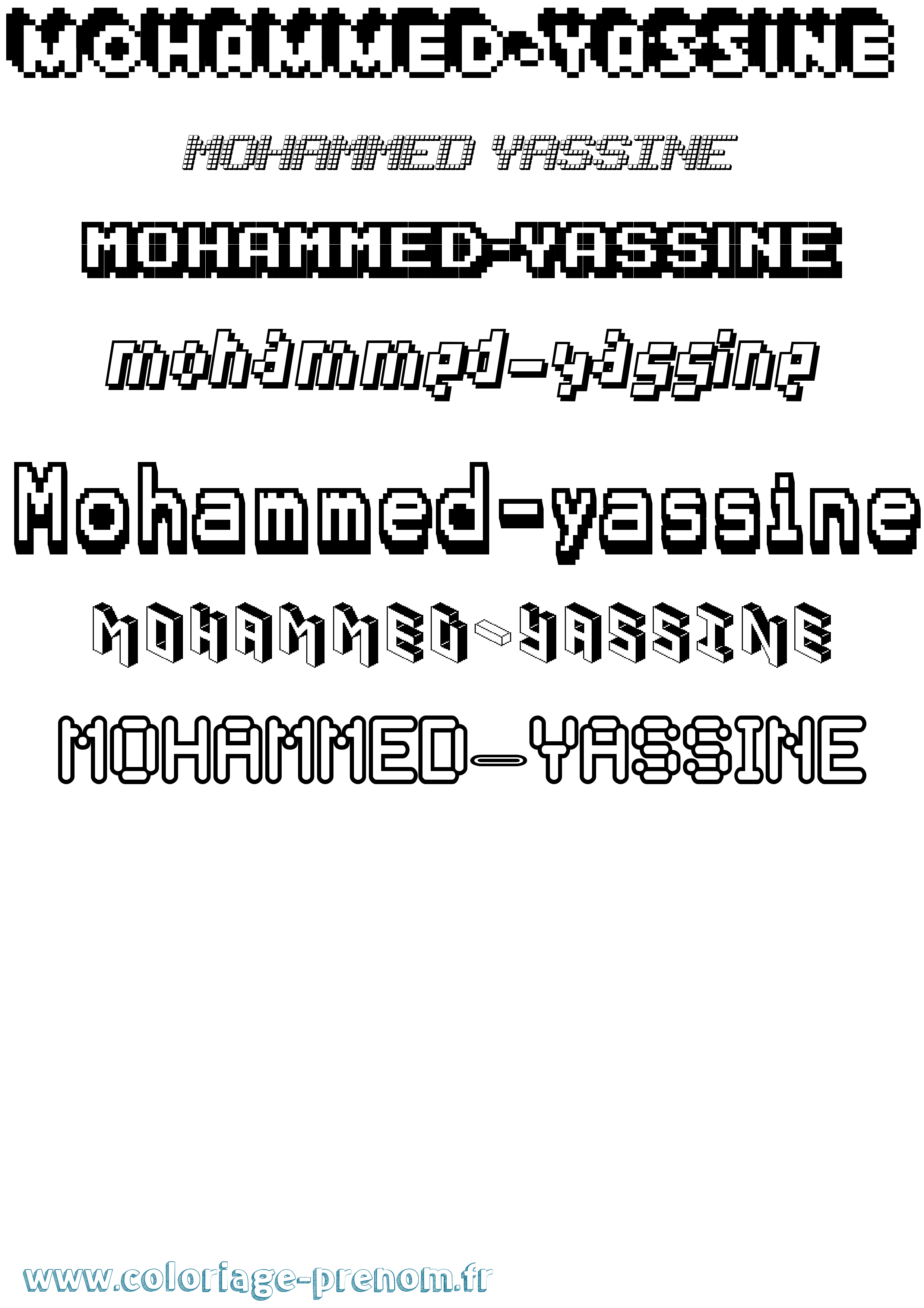 Coloriage Mohammed-Yassine Pixel Coloriage prénom Mohammed-Yassine Pixel