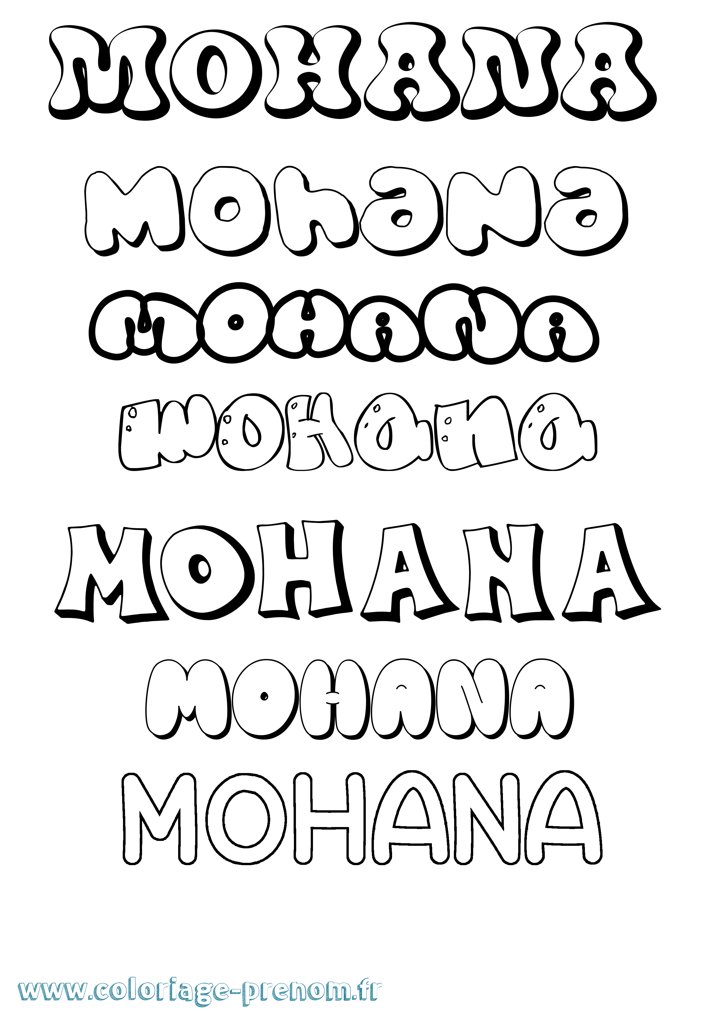 Coloriage Mohana Bubble Coloriage prénom Mohana Bubble
