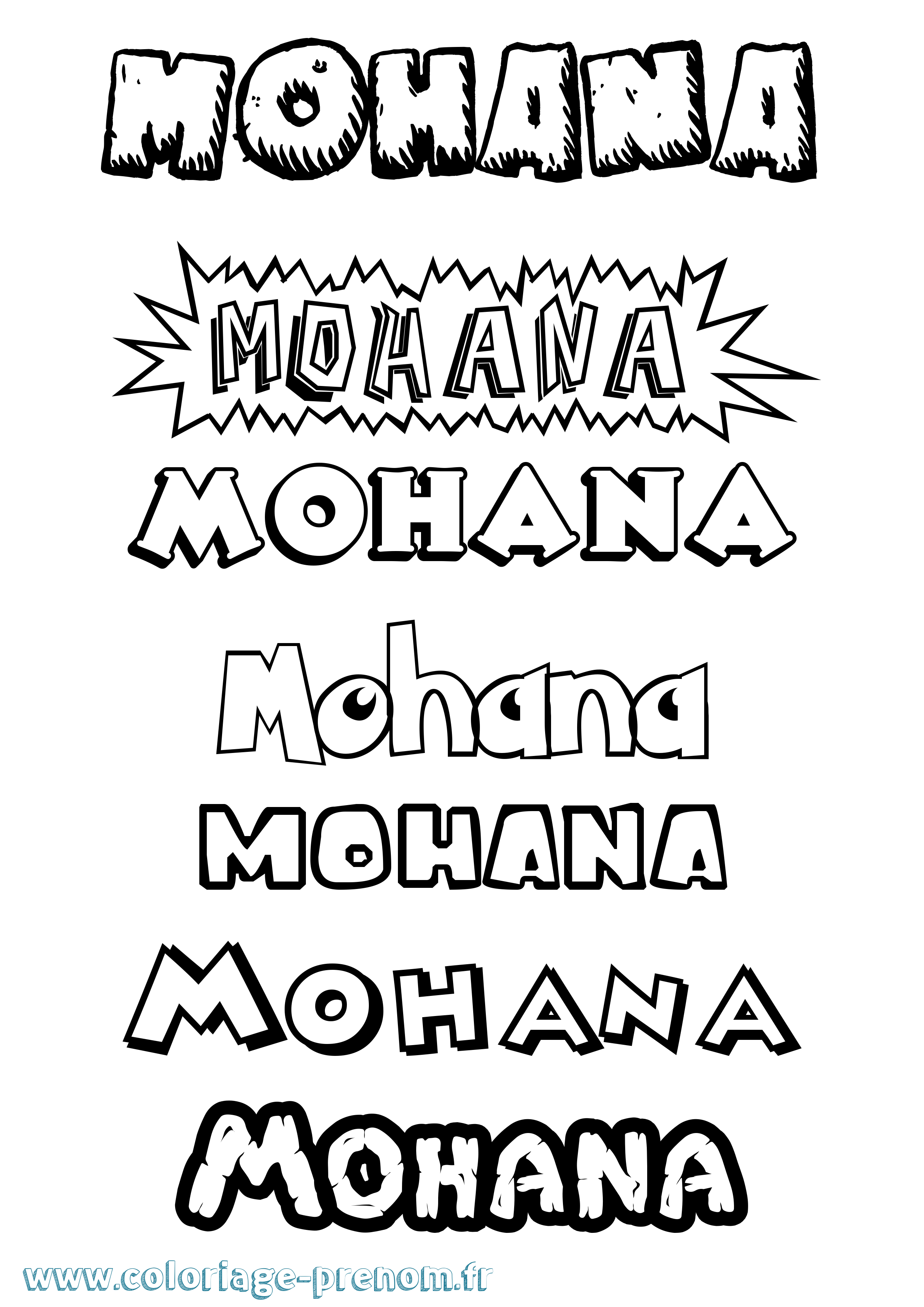 Coloriage Mohana Dessin Animé Coloriage prénom Mohana Dessin Animé