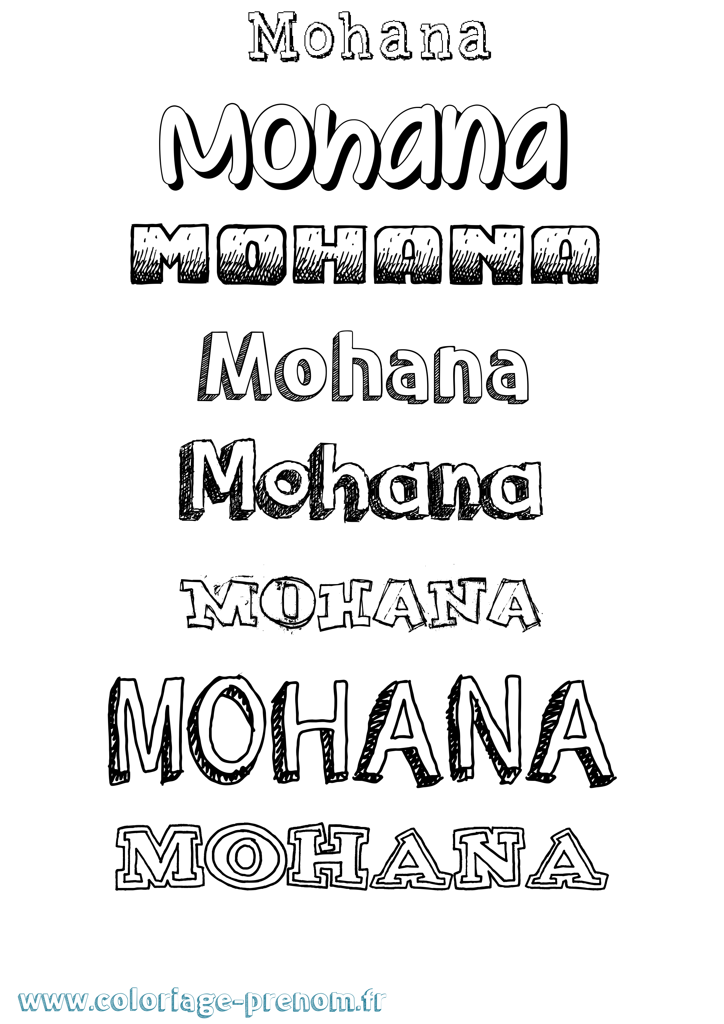 Coloriage Mohana Dessiné Coloriage prénom Mohana Dessiné