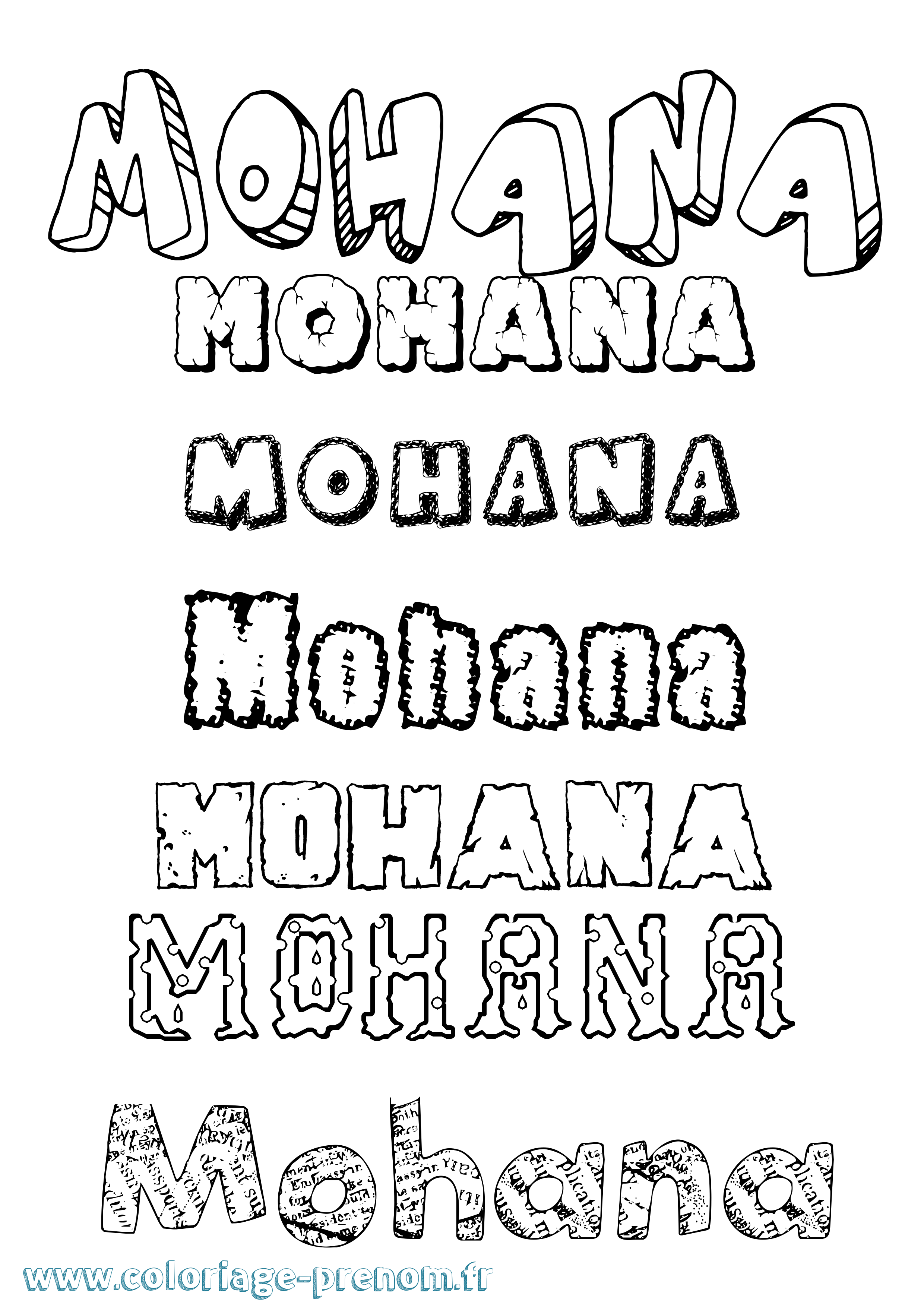 Coloriage Mohana Destructuré Coloriage prénom Mohana Destructuré