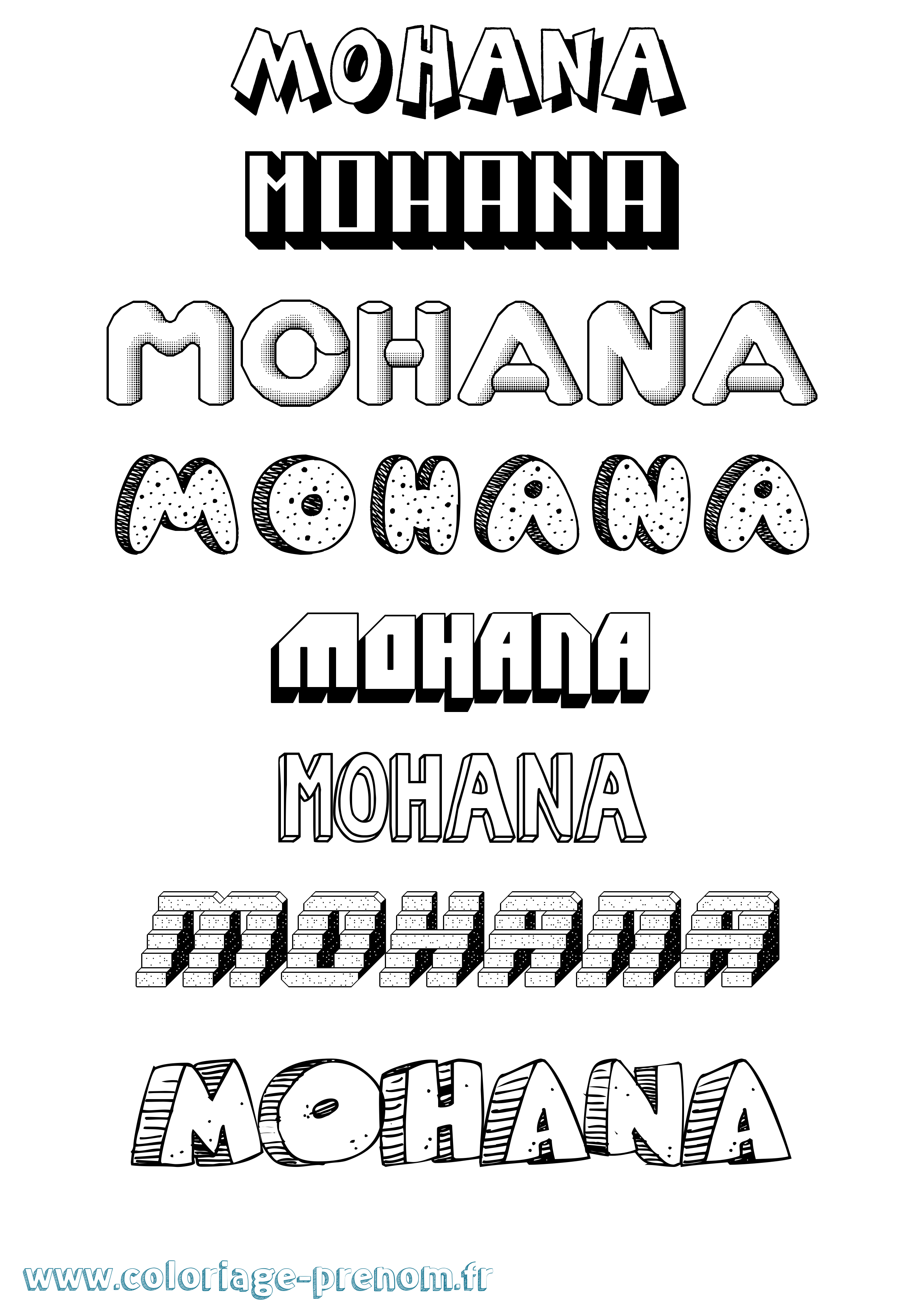 Coloriage Mohana Effet 3D Coloriage prénom Mohana Effet 3D