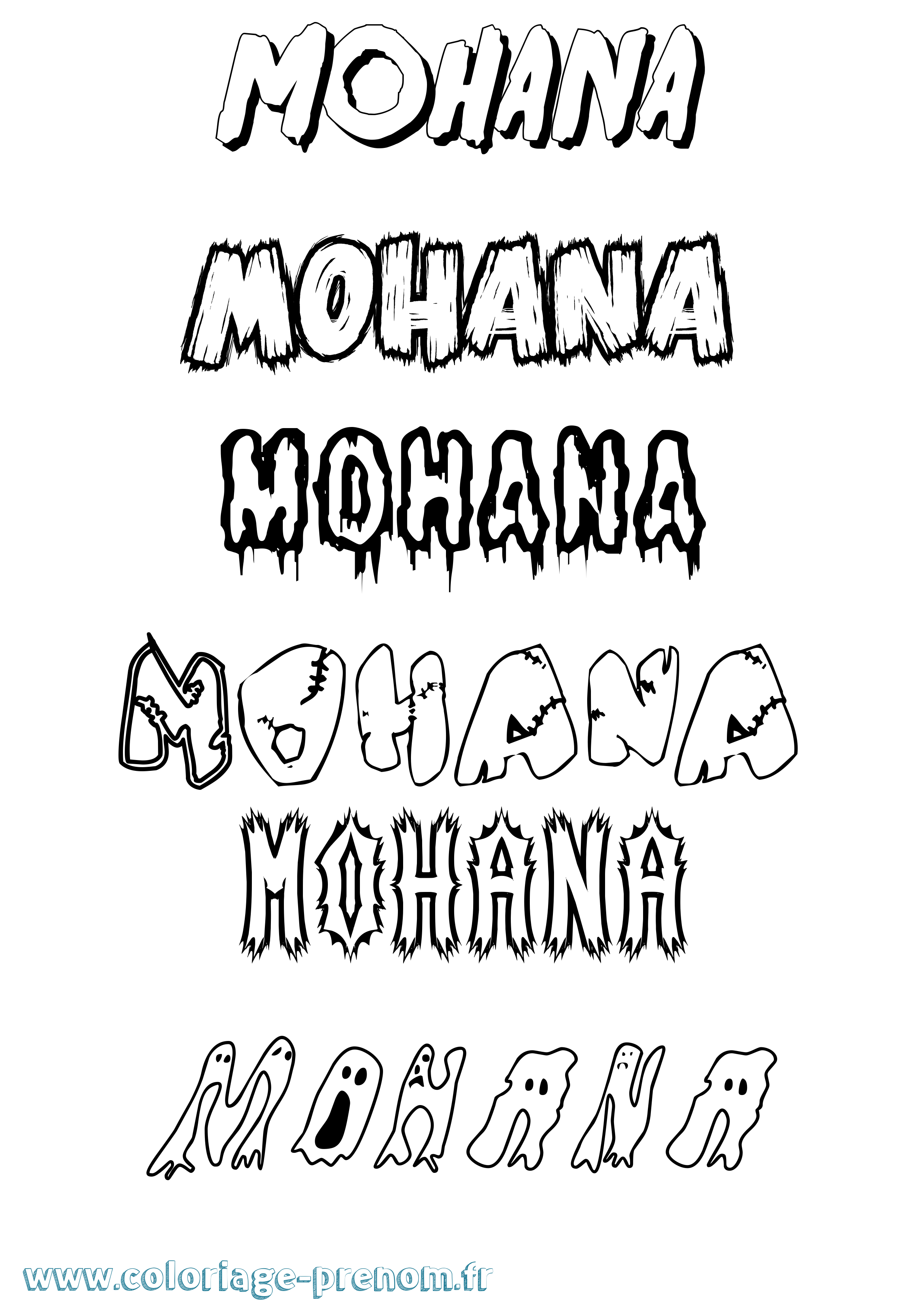Coloriage Mohana Frisson Coloriage prénom Mohana Frisson