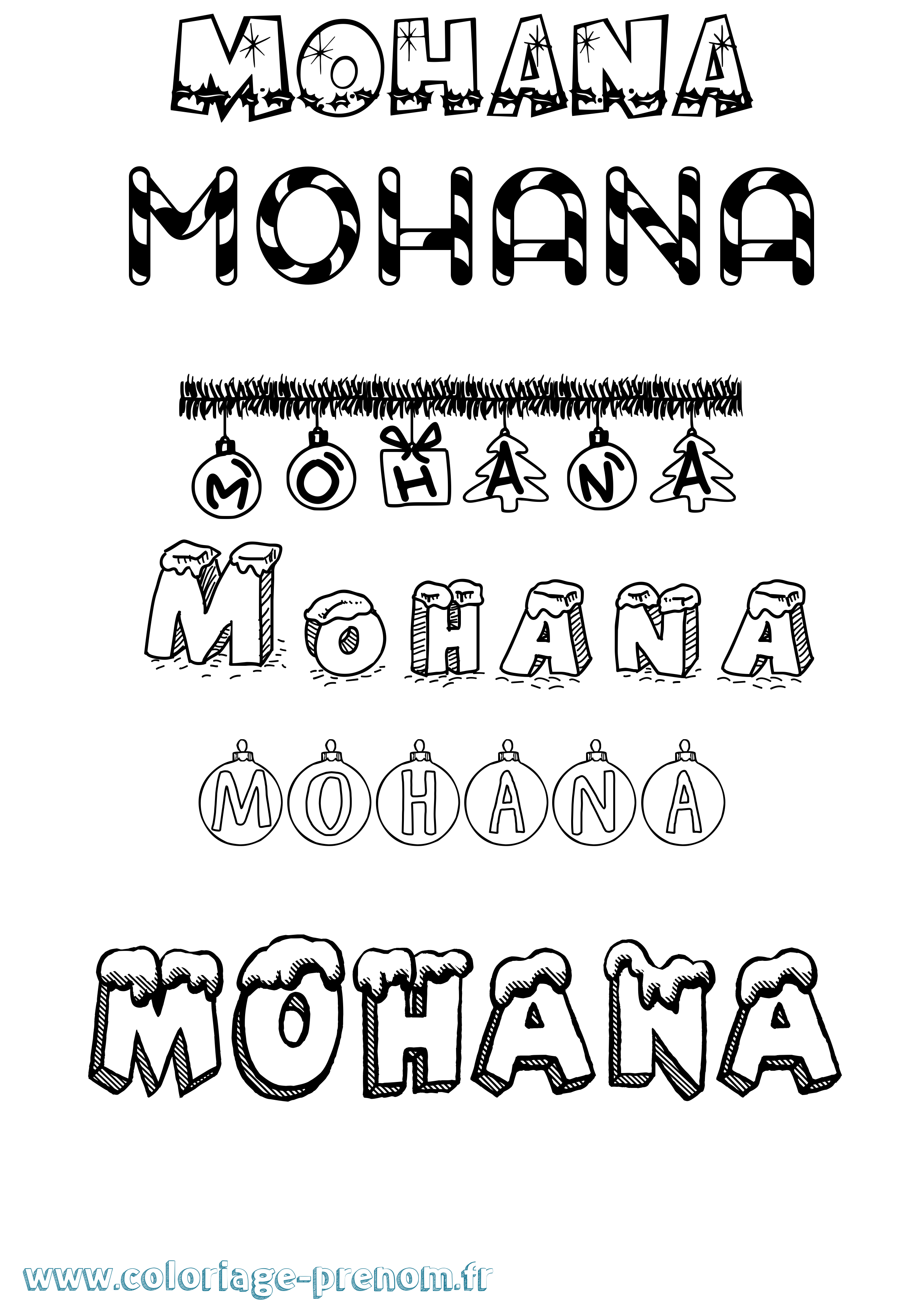 Coloriage Mohana Noël Coloriage prénom Mohana Noël