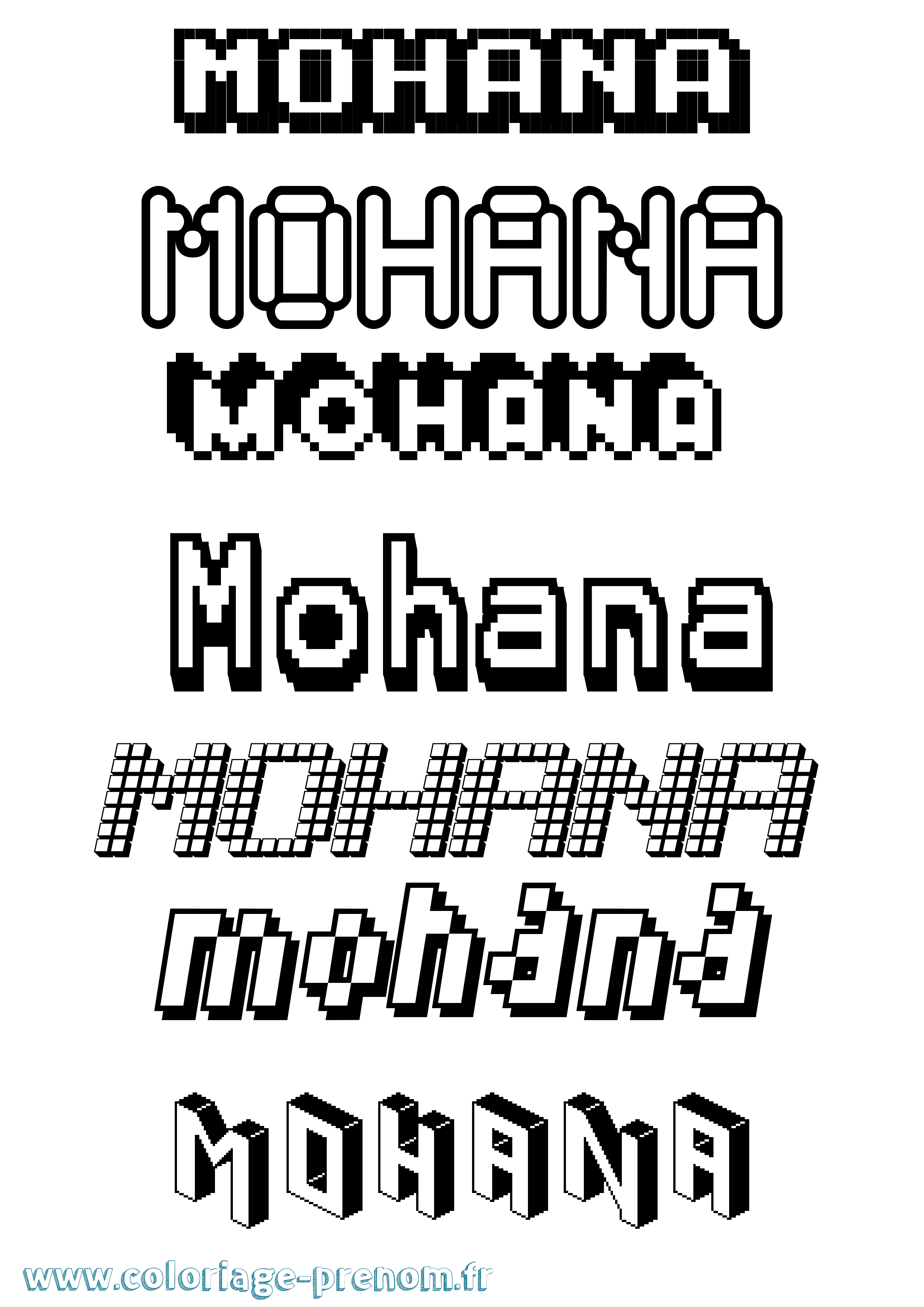 Coloriage Mohana Pixel Coloriage prénom Mohana Pixel